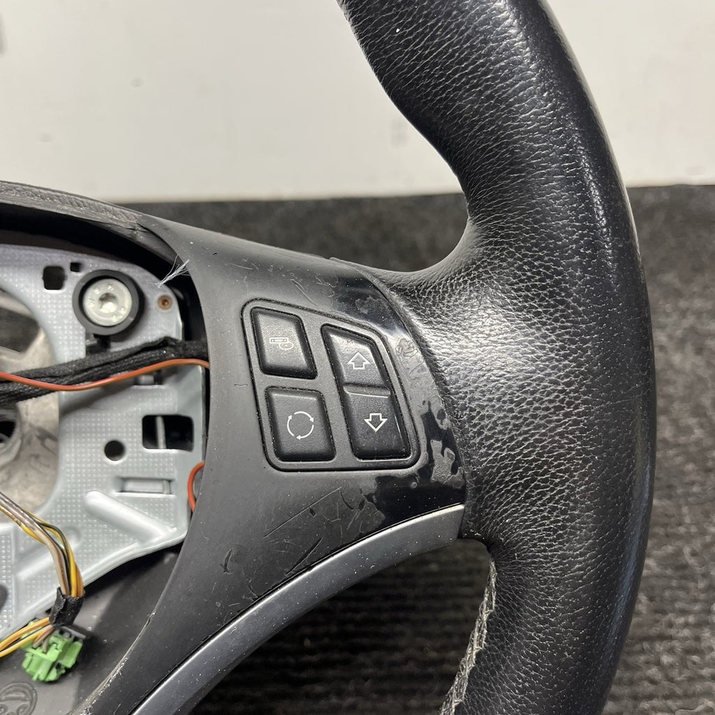 ☑️ 06-10 OEM BMW E92 E93 335 Sport Steering Wheel Black LEATHER w/ Manual