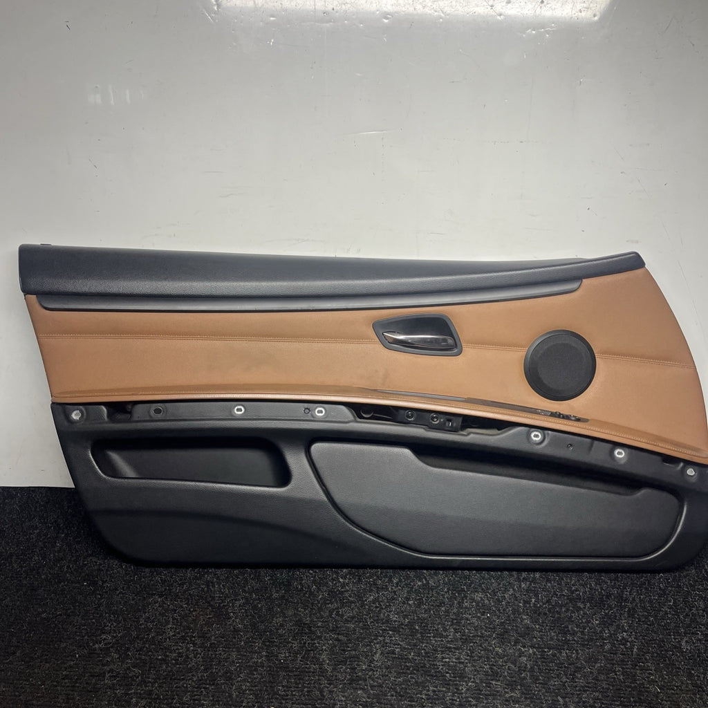 ☑️ 07-13 OEM BMW E93 E92 Front Driver Door Card Panels SADDLE BROWN LEATHER