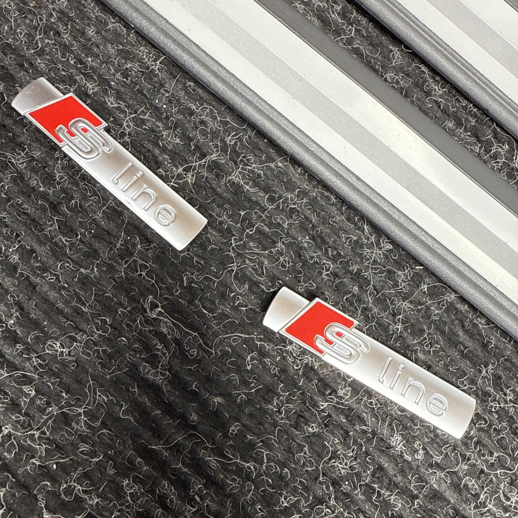 ☑️ 2012-2015 Audi A4 S-LINE Door Sill Trim Cover Emblem SET 8K0853373 8K0853374