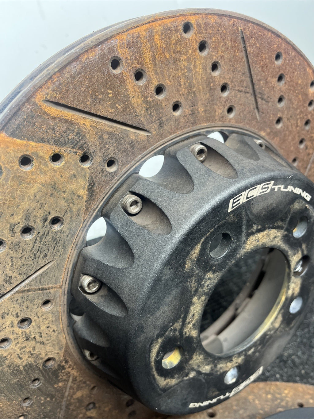 ☑️ BMW 135i ECS Tuning Cross-Drilled Slotted Semi-Floating Brake Rotor FULL SET