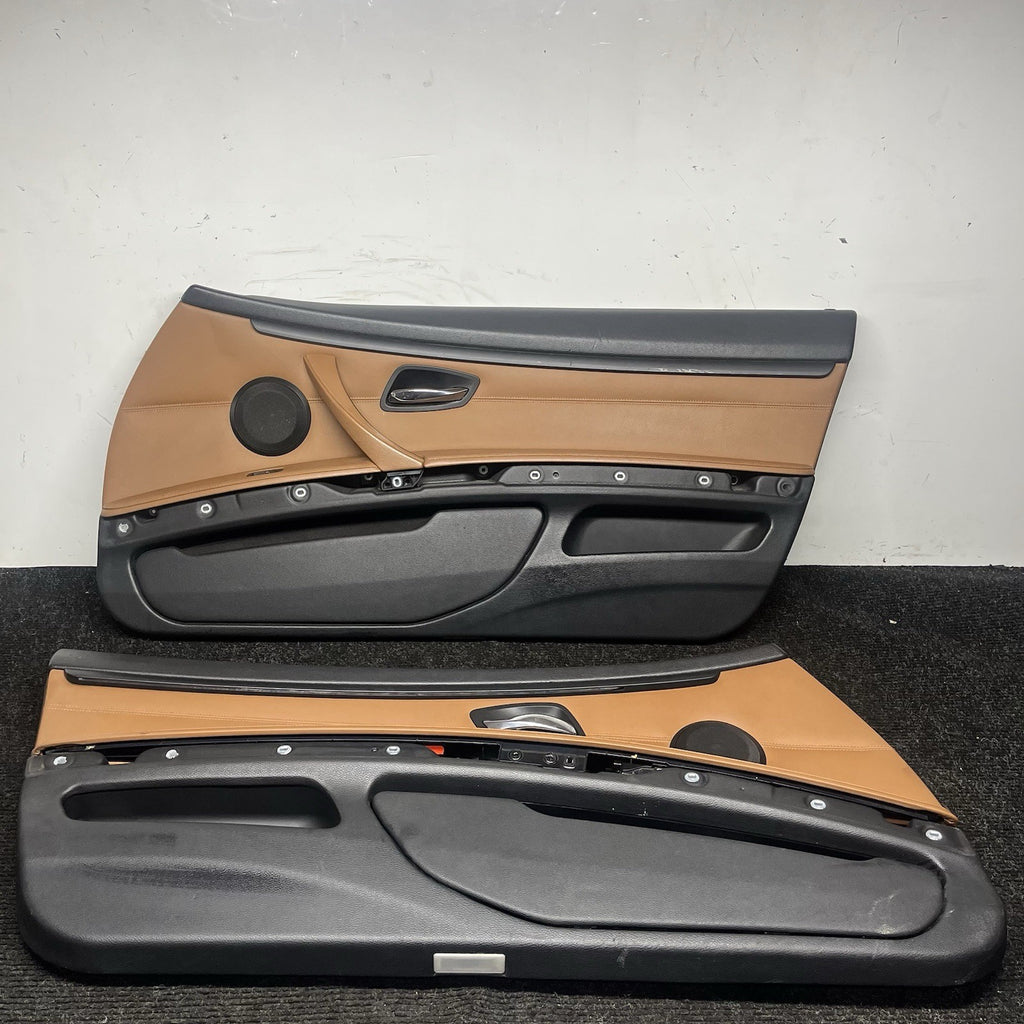☑️ 07-13 OEM BMW E92 E93 335 Front Left Right Door Cards Panels Saddle Brown SET