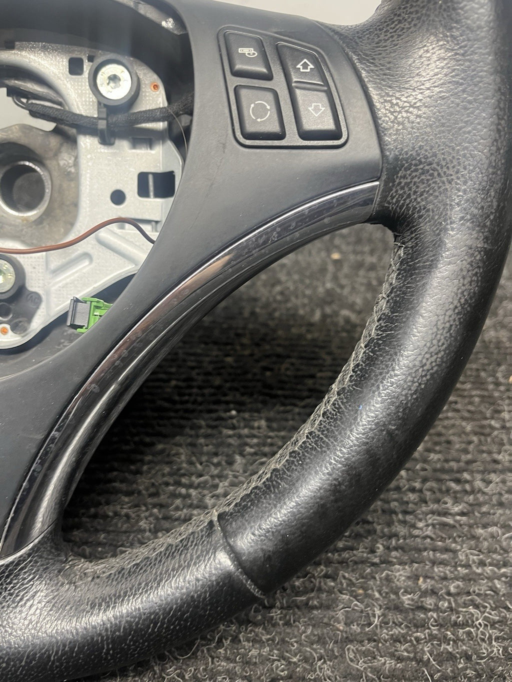 ☑️ 06-10 OEM BMW E92 E93 335 Sport Steering Wheel Black LEATHER Manual