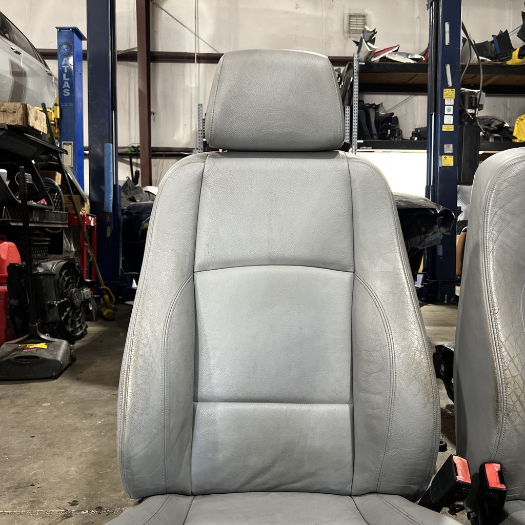 ☑️ 2008-2013 BMW E82 1-Series Coupe Leather Front Sport Seat Pair Grey OEM