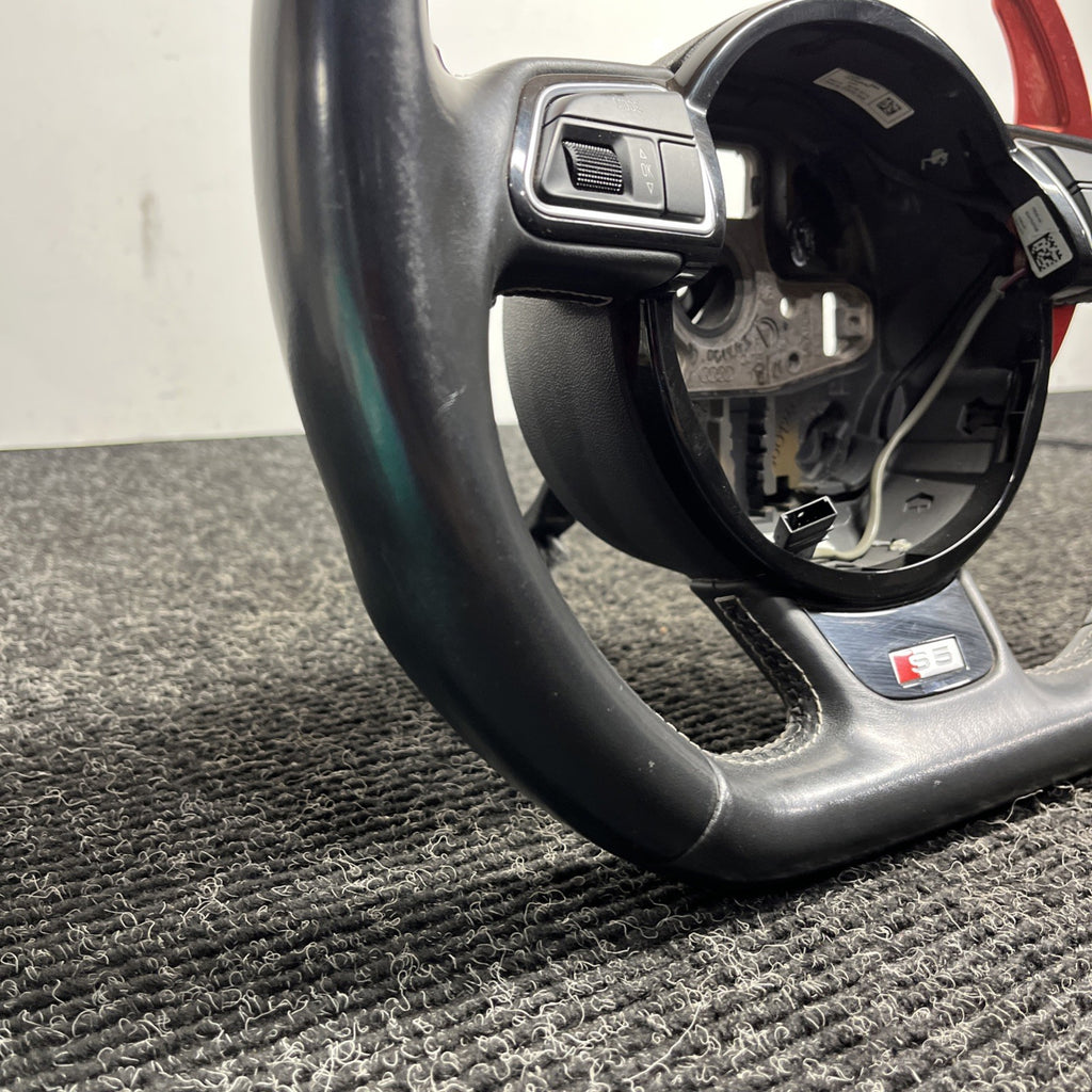 ☑️ 2013-2017 AUDI S5 SPORT LEATHER STEERING WHEEL w/ SHIFT PADDLES