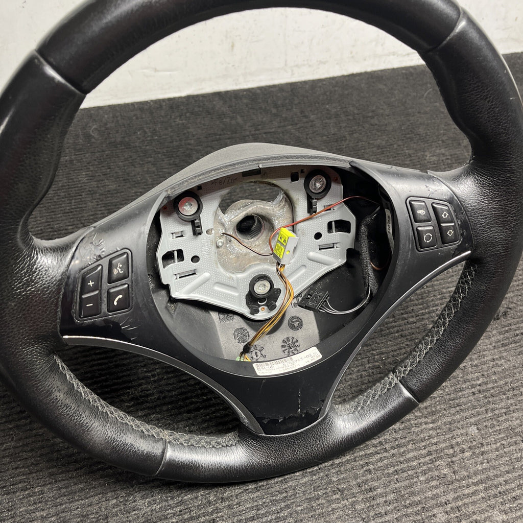 ☑️ 06-10 OEM BMW E92 E93 335 Sport Steering Wheel Black LEATHER w/ Manual