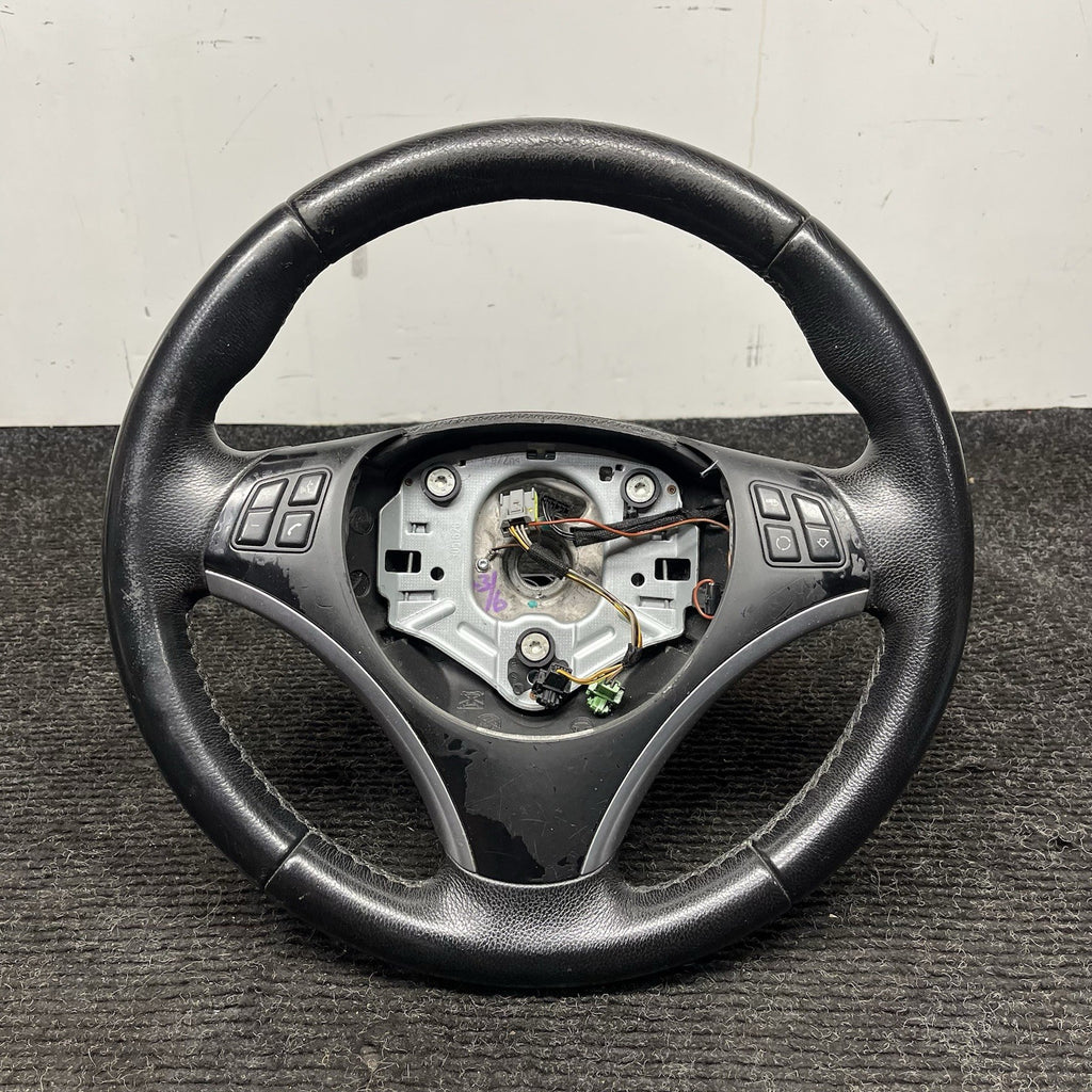 ☑️ 06-10 OEM BMW E92 E93 335 Sport Steering Wheel Black LEATHER w/ Manual