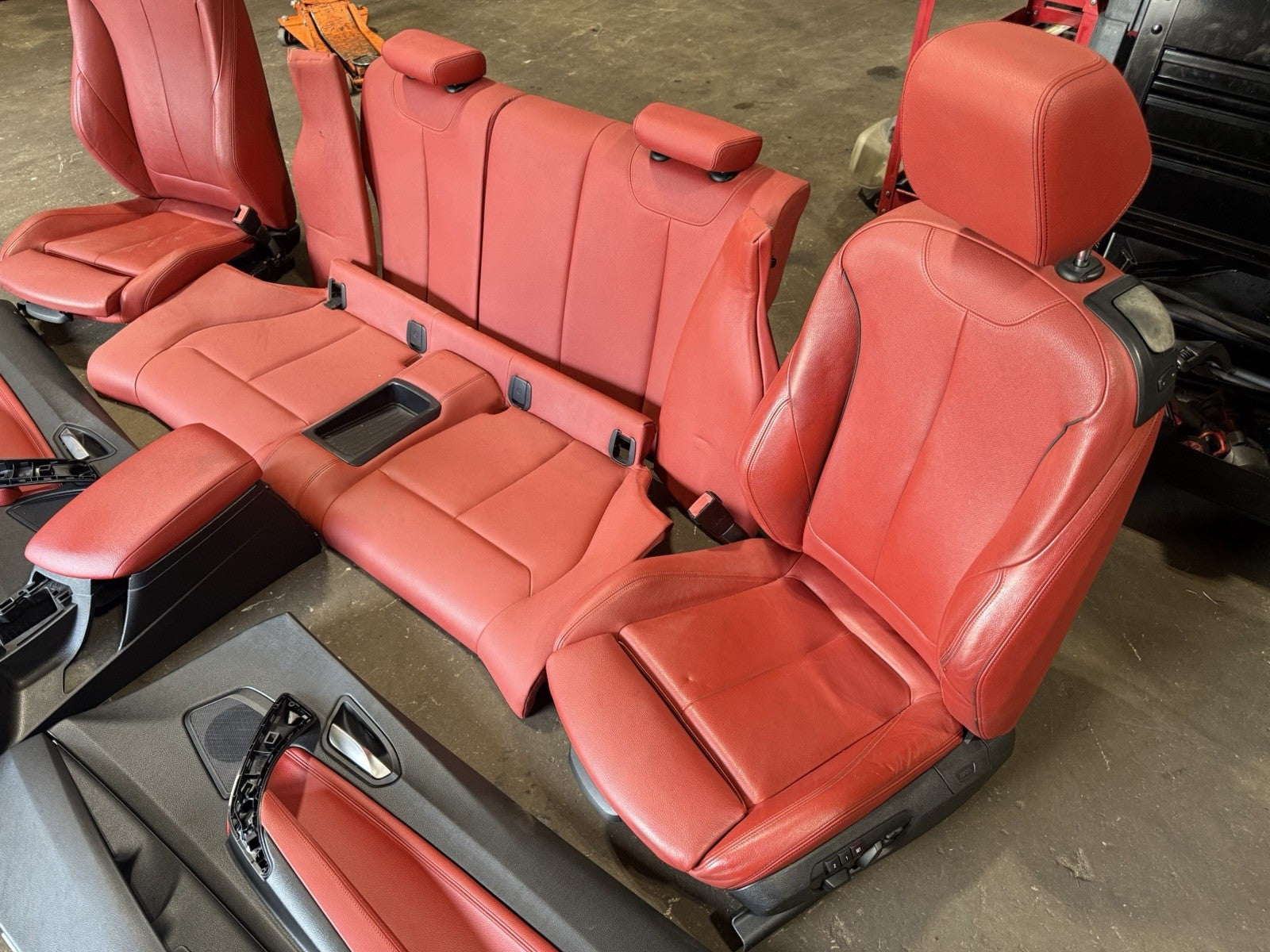 ☑️14-20 OEM BMW F22 M235 Leather Dakota Sport Seats Door Panels Interior RED SET