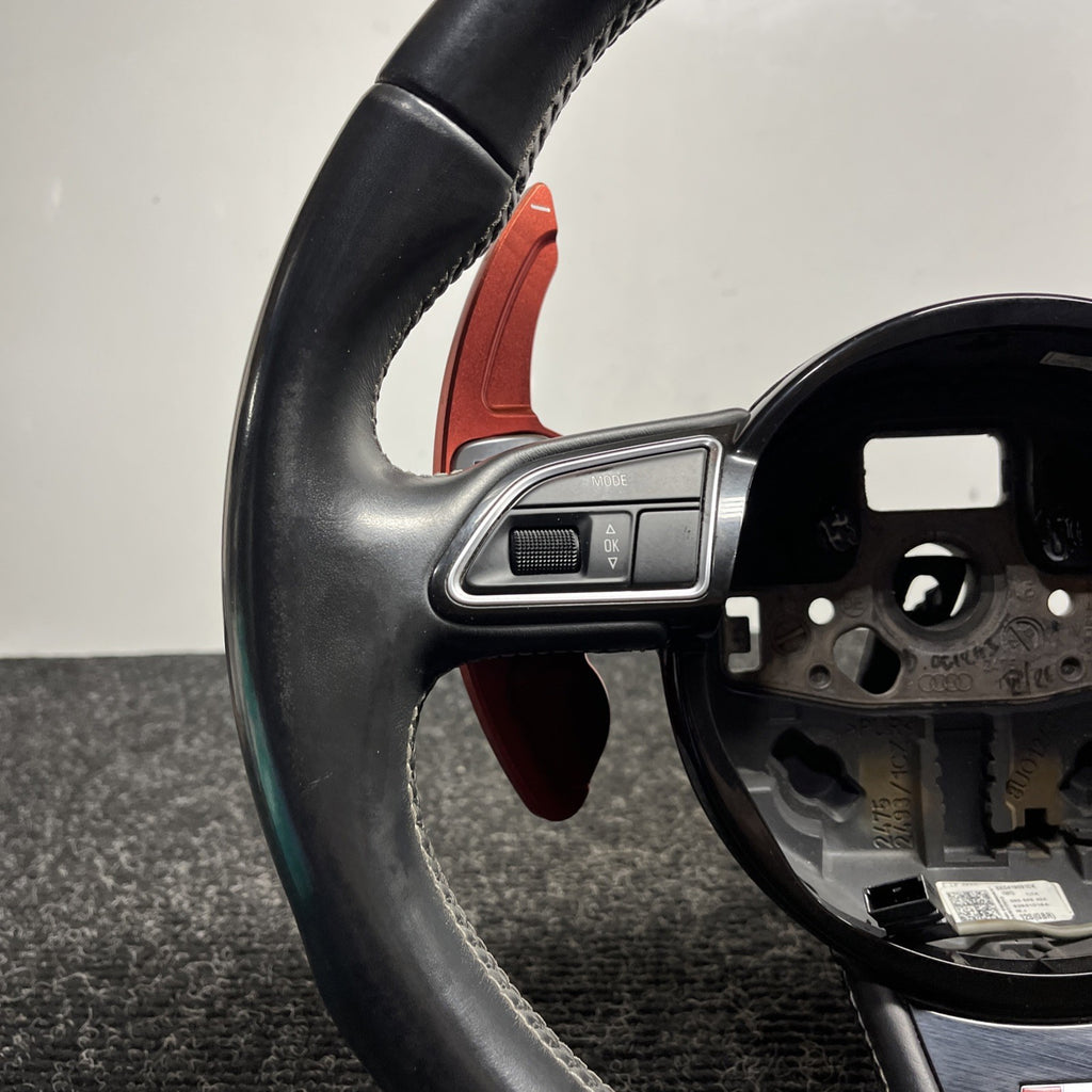 ☑️ 2013-2017 AUDI S5 SPORT LEATHER STEERING WHEEL w/ SHIFT PADDLES