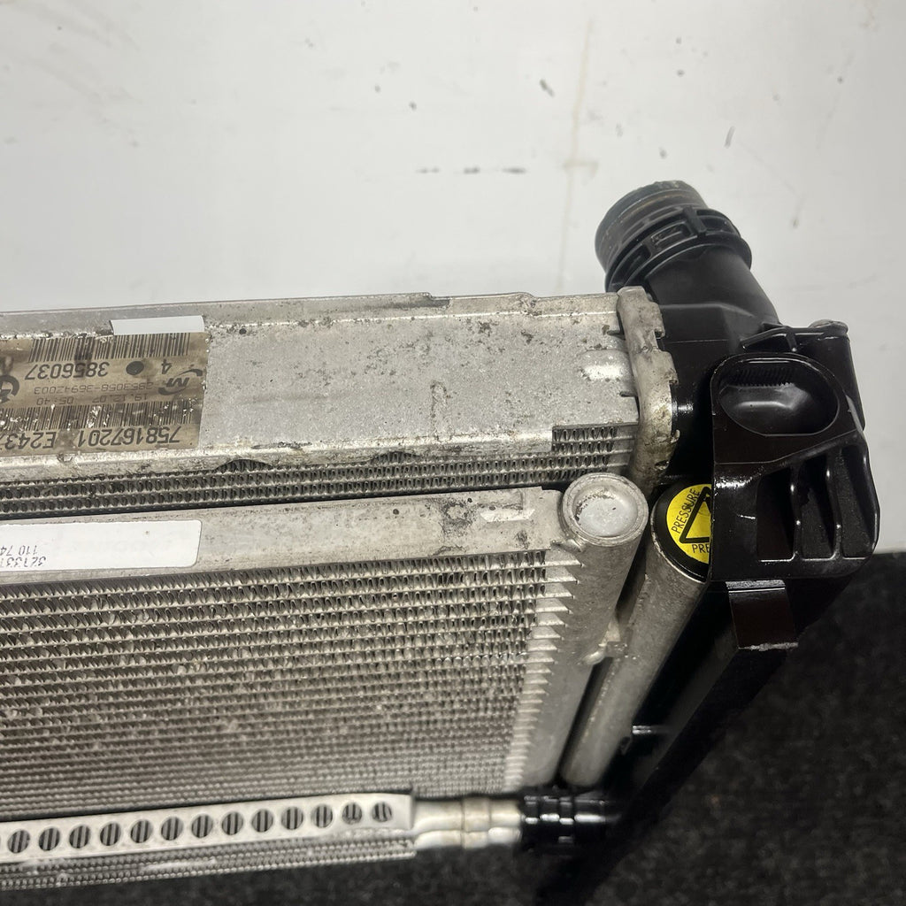 ☑️ 07-13 BMW E92 N54 335i RADIATOR A/T TRANSMISSION OIL COOLER W CONDENSER OEM
