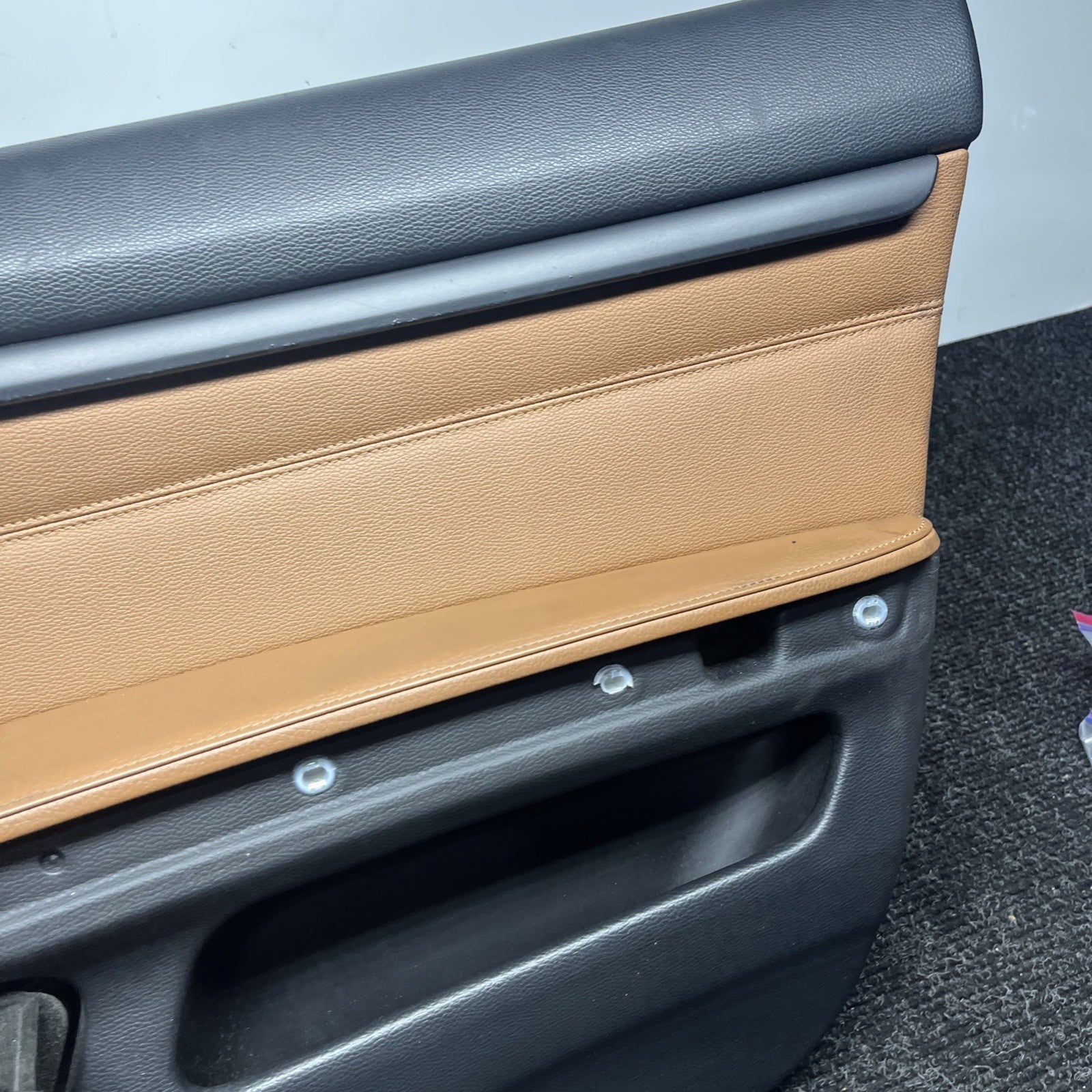 ☑️ 07-13 OEM BMW E93 E92 Front Passenger Door Card Panels Black Dakota LEATHER