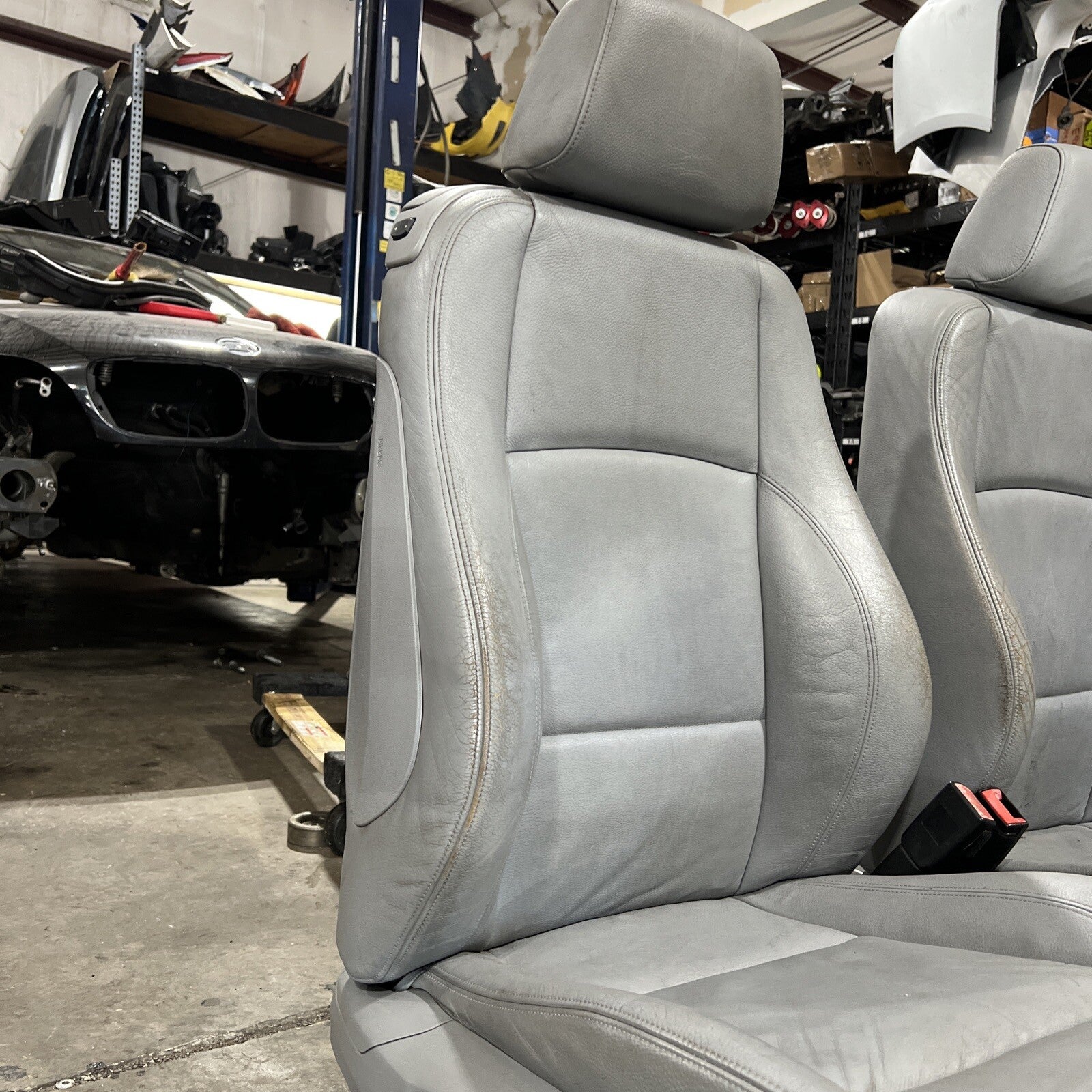 ☑️ 2008-2013 BMW E82 1-Series Coupe Leather Front Sport Seat Pair Grey OEM
