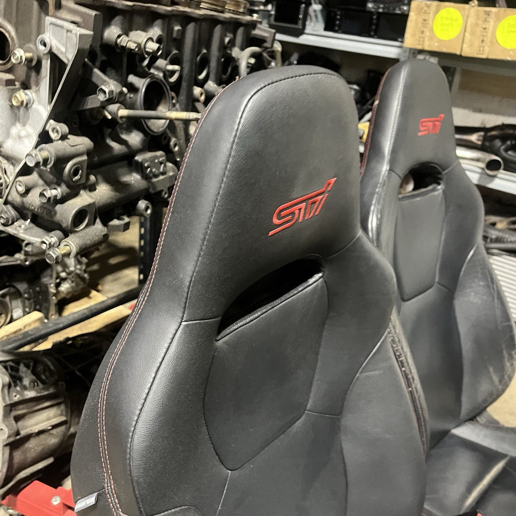 ☑️ 2008-14 SUBARU WRX STI LIMITED OEM FRONT LEATHER SEAT PAIR LEFT RIGHT FACTORY