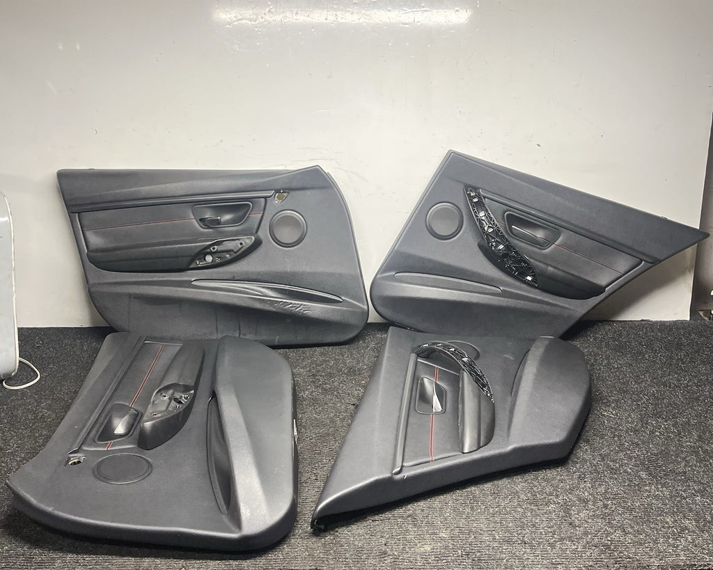 ☑️ BMW 2012-2018 F30 FRONT AND REAR DOOR PANEL CARD STITCHED BLACK SET OEM