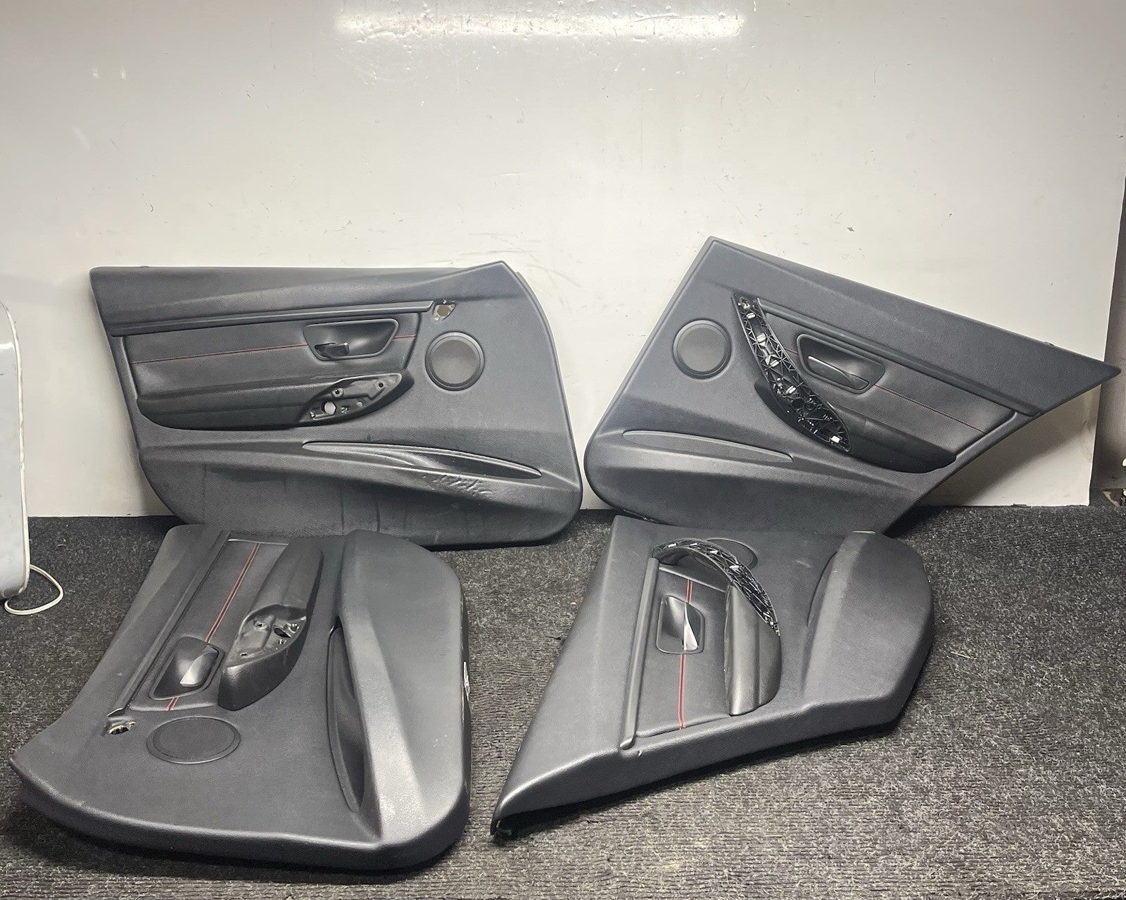 ☑️ BMW 2012-2018 F30 FRONT AND REAR DOOR PANEL CARD STITCHED BLACK SET OEM