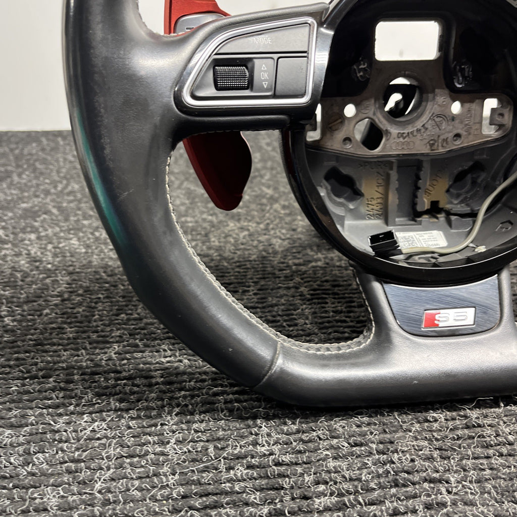 ☑️ 2013-2017 AUDI S5 SPORT LEATHER STEERING WHEEL w/ SHIFT PADDLES