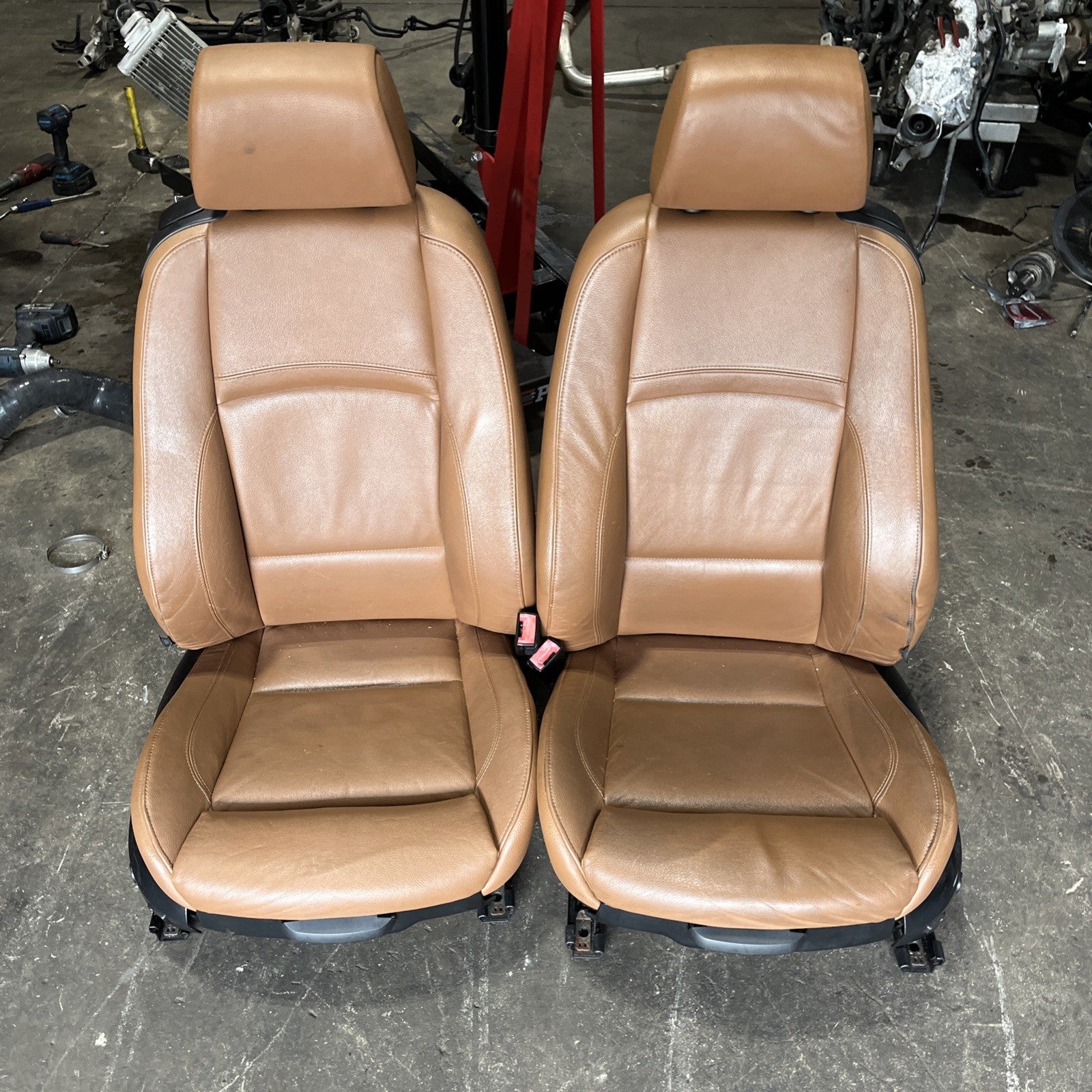 ☑️ BMW E92 328 335 2dr Front & Right Interior Sport Seat Set Saddle Brown OEM
