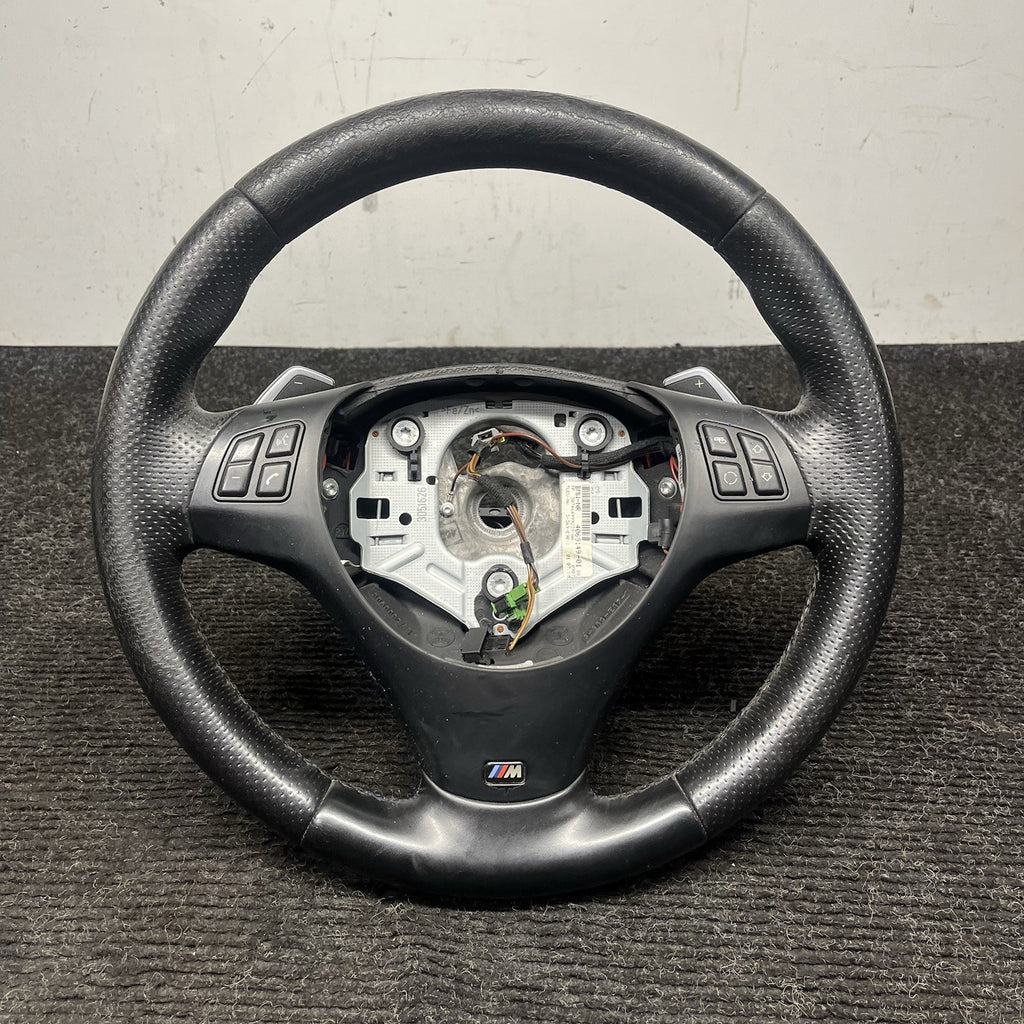 ☑️OEM BMW E82 E88 E90 Steering Wheel M SPORT PERFORATED Black Leather w/Shifters
