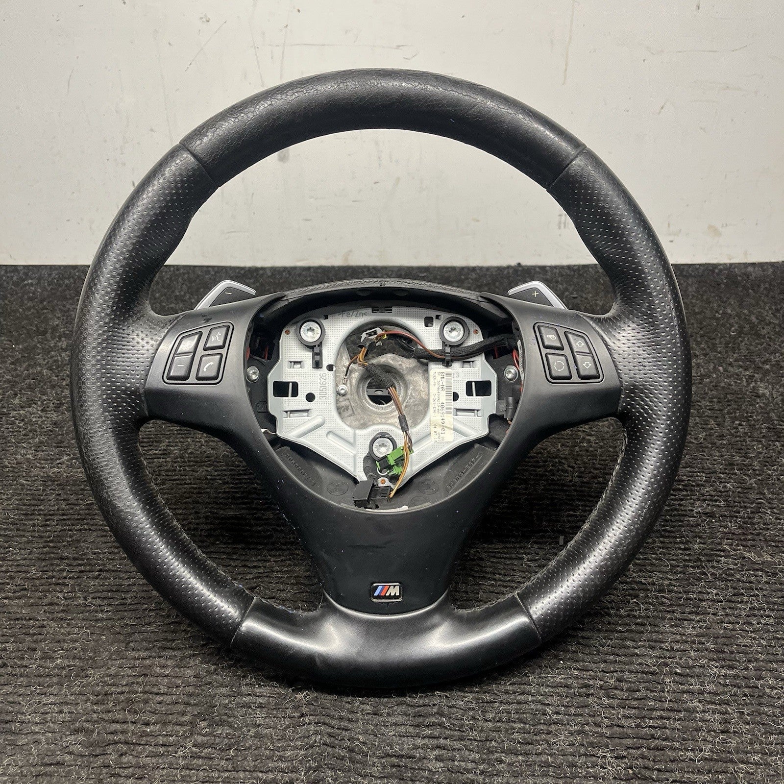 ☑️OEM BMW E82 E88 E90 Steering Wheel M SPORT PERFORATED Black Leather w/Shifters
