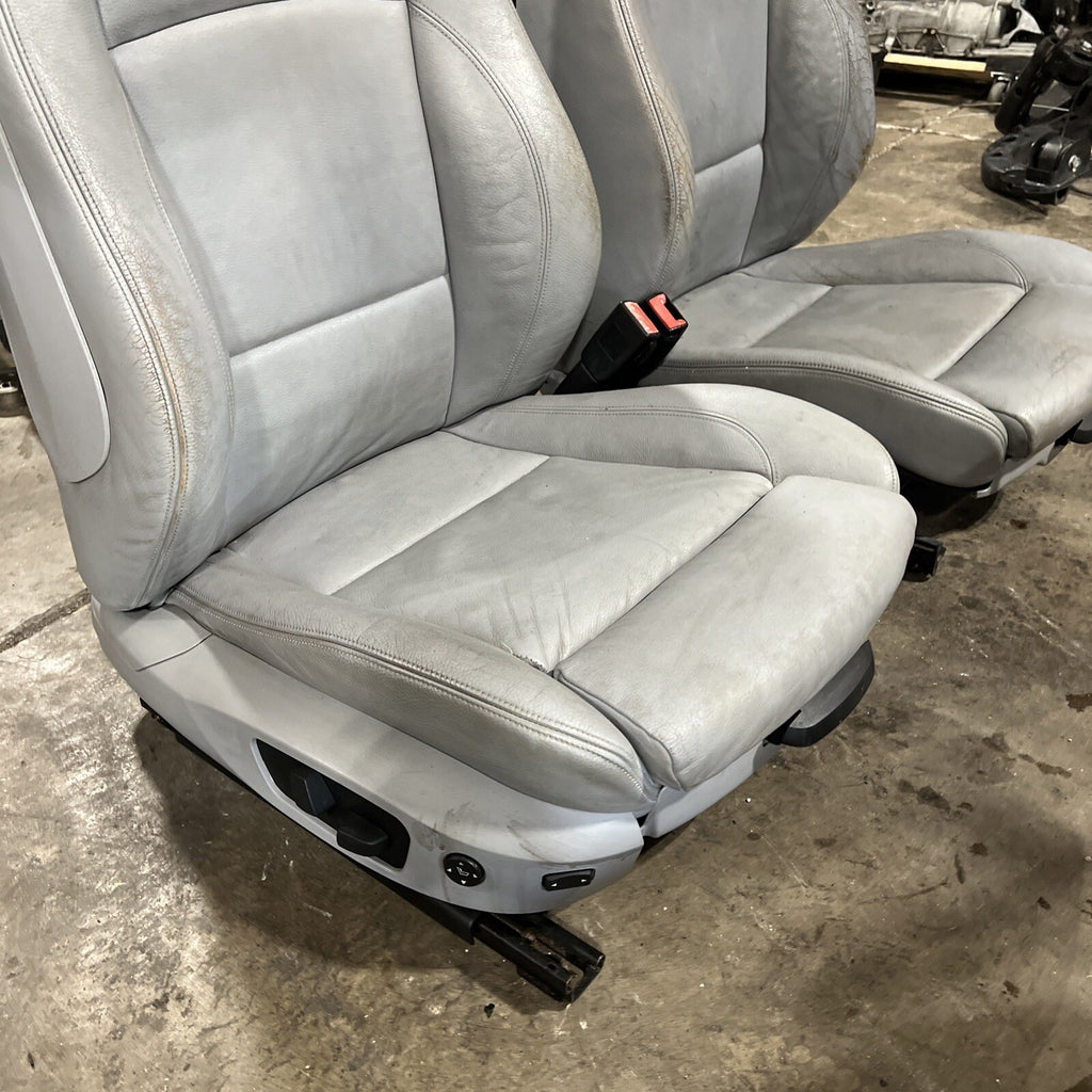 ☑️ 2008-2013 BMW E82 1-Series Coupe Leather Front Sport Seat Pair Grey OEM