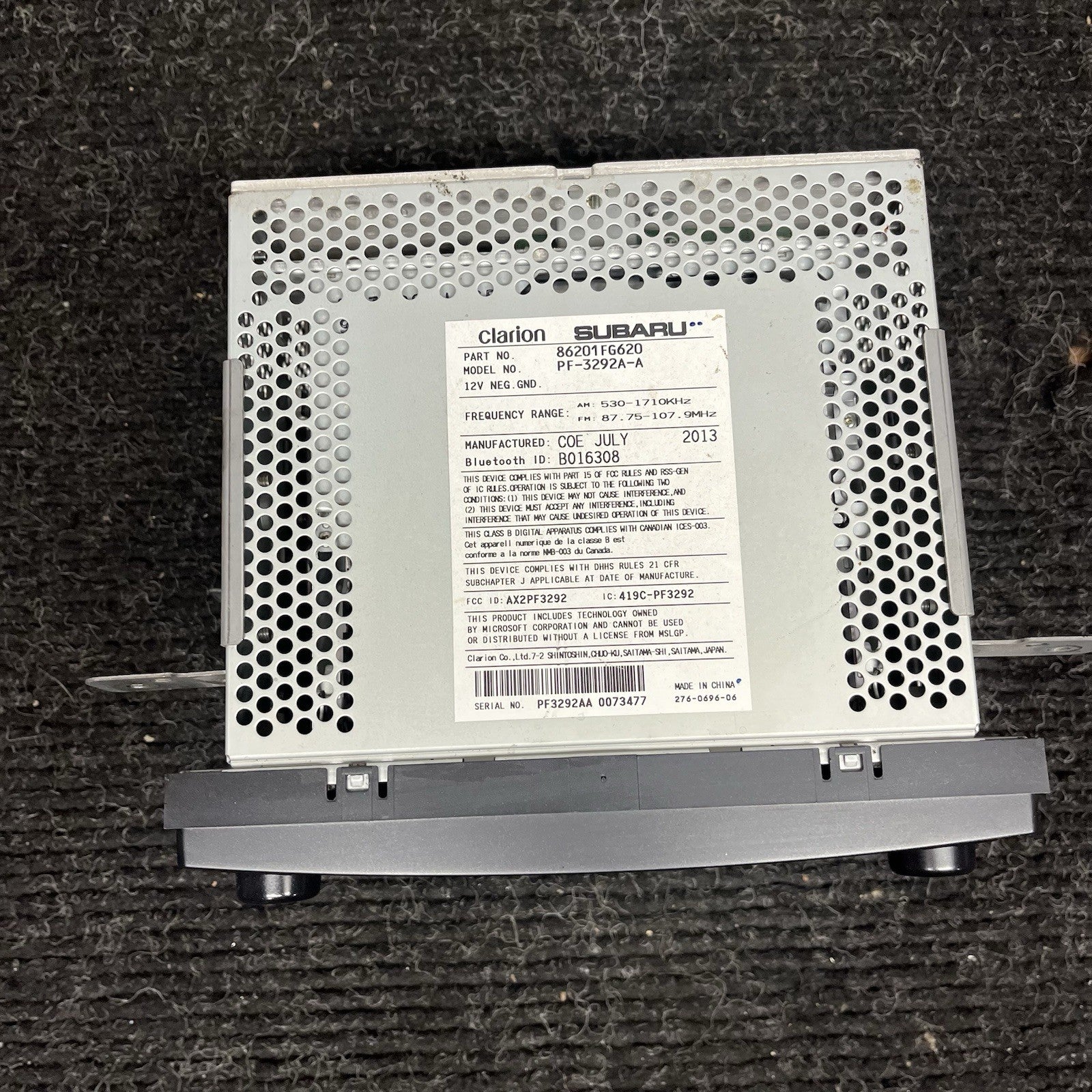☑️ 2011-2014 Subaru Impreza WRX AM/FM/CD/AUX/SAT Bluetooth OEM Radio 86201FG620
