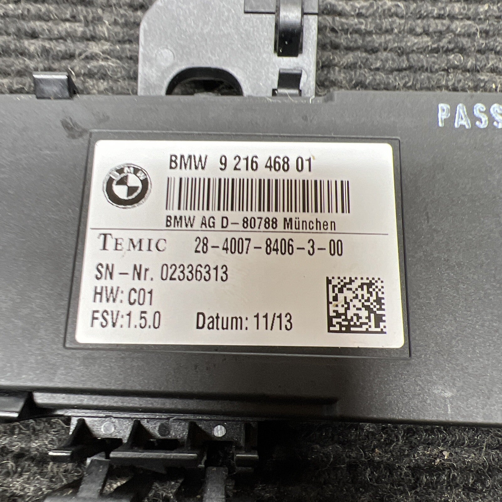 ☑️2011-2016 BMW X3 F25 SEAT COMPUTER CONTROL MODULE 9 216 468 01 OEM
