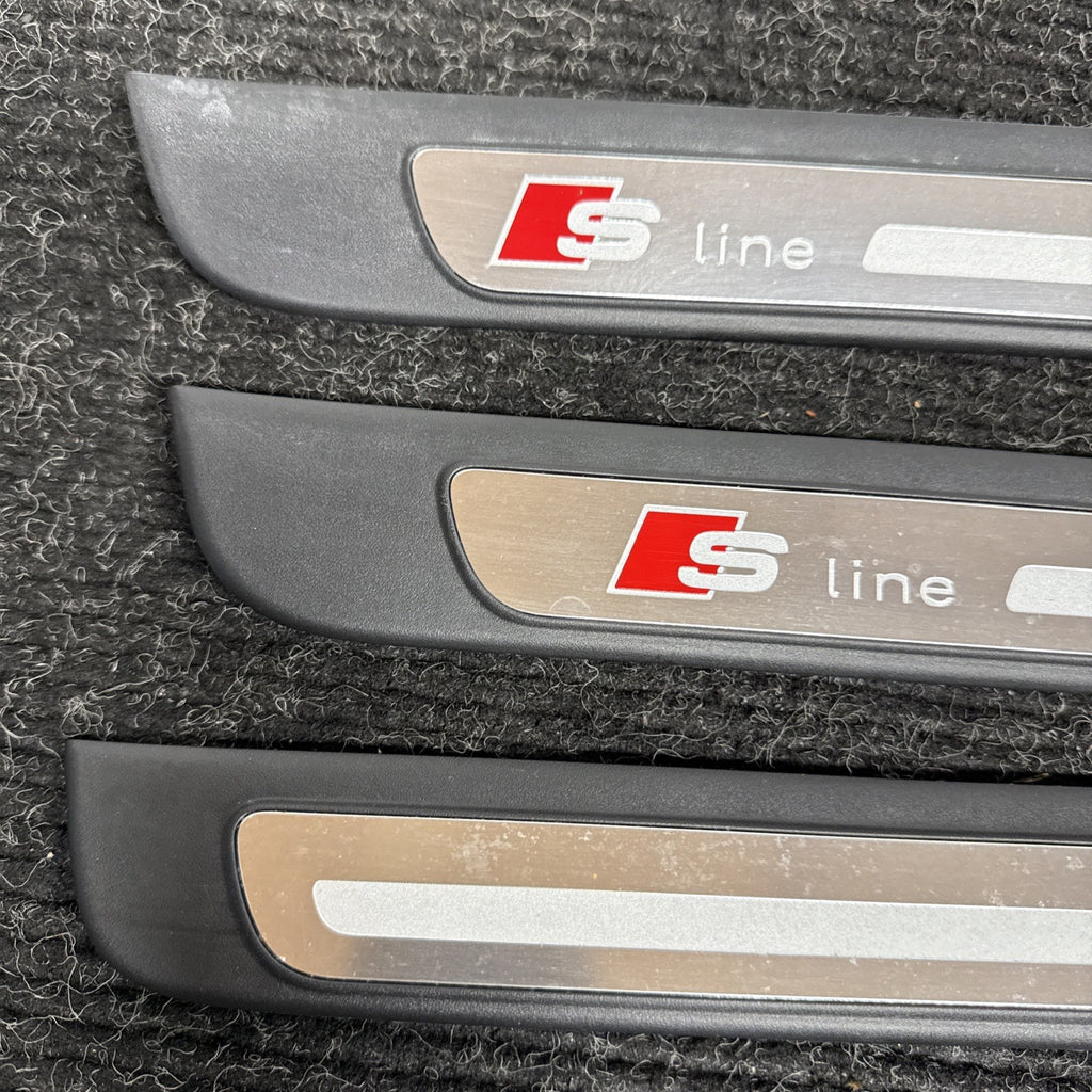 ☑️ 2012-2015 Audi A4 S-LINE Door Sill Trim Cover Emblem SET 8K0853373 8K0853374
