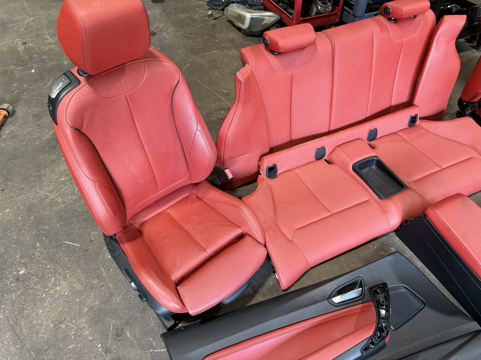 ☑️14-20 OEM BMW F22 M235 Leather Dakota Sport Seats Door Panels Interior RED SET
