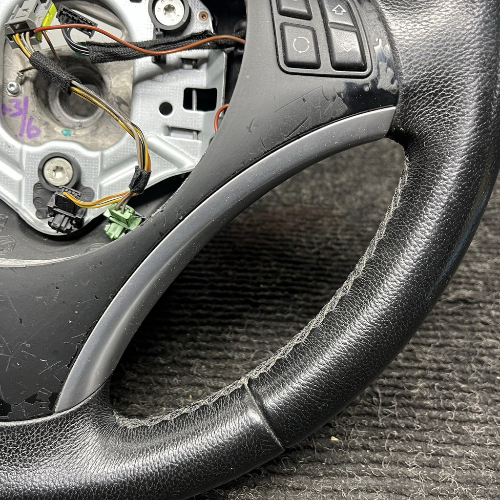 ☑️ 06-10 OEM BMW E92 E93 335 Sport Steering Wheel Black LEATHER w/ Manual