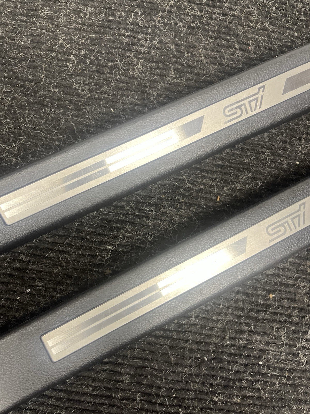 ☑️ 2015-2021 Subaru WRX STI Front Door Sill Trim Set OEM LU85