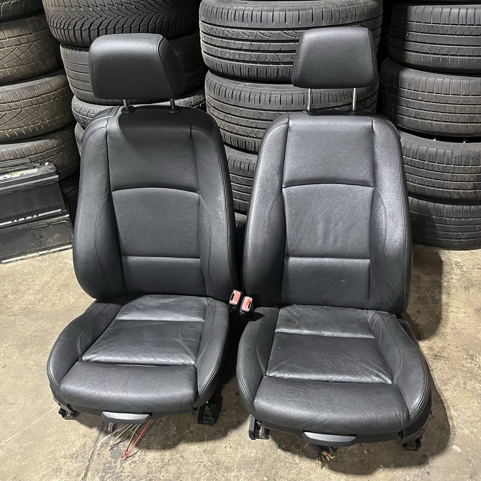 ☑️ 08-13 OEM BMW E82 128 135 Coupe Front Power Sport Seats Boston Leather Black