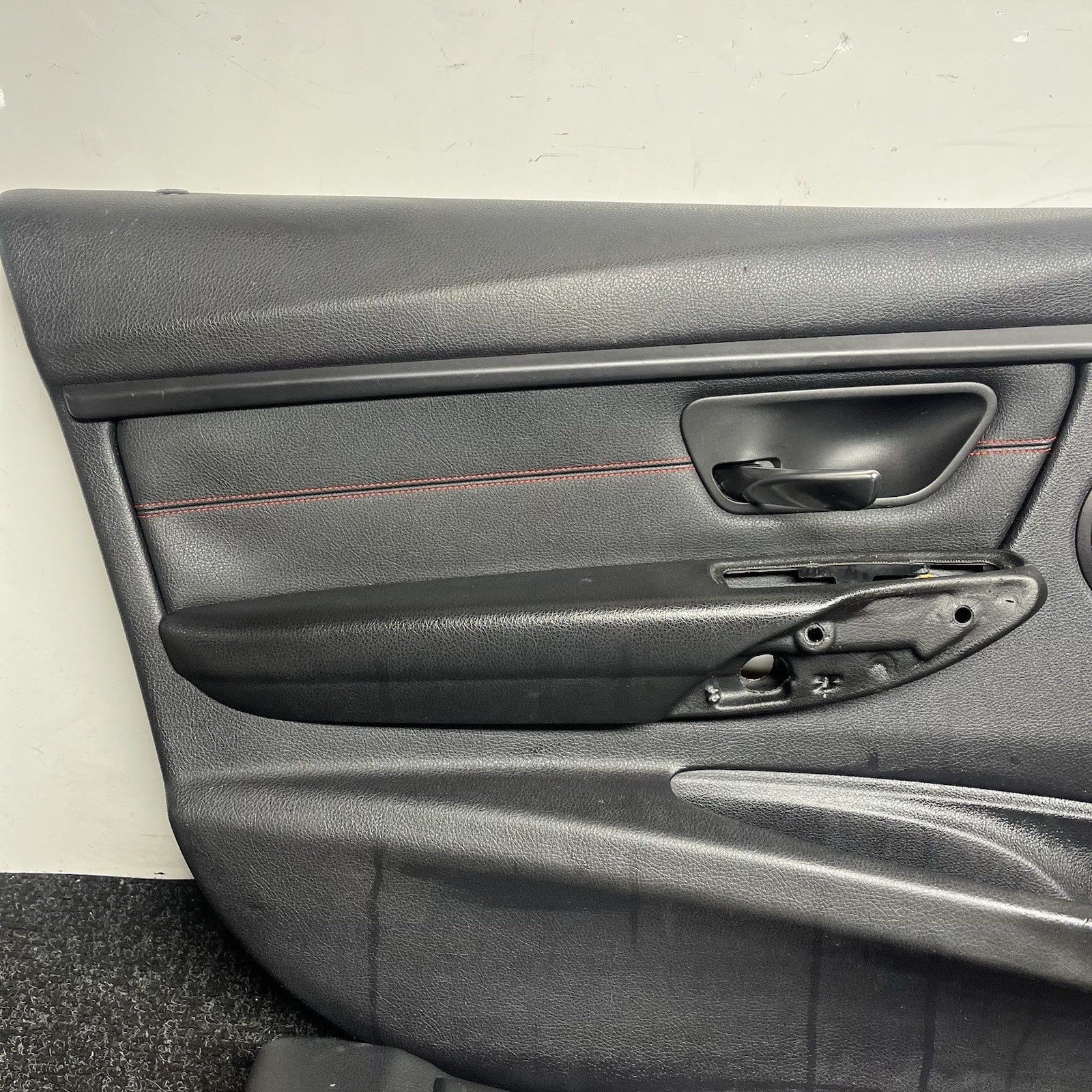 ☑️ BMW 2012-2018 F30 FRONT AND REAR DOOR PANEL CARD STITCHED BLACK SET OEM