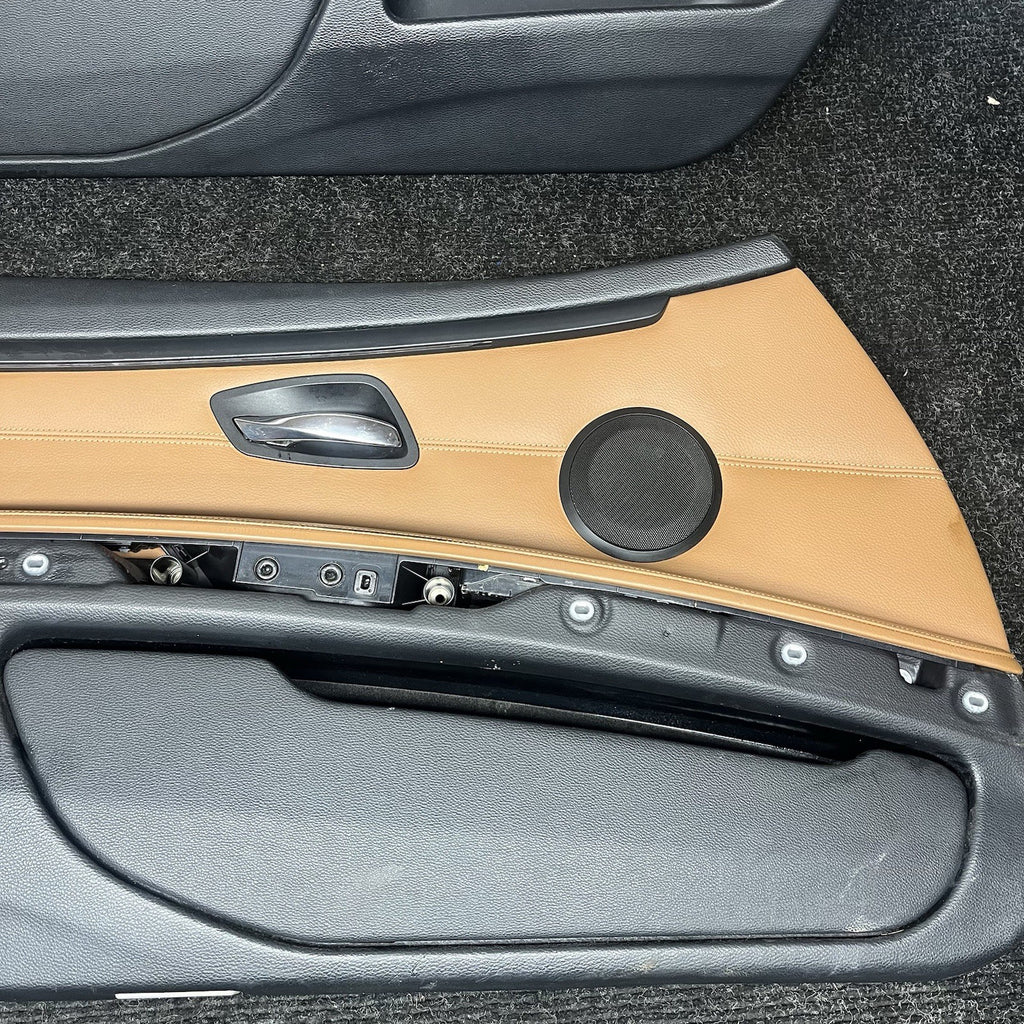 ☑️ 07-13 OEM BMW E92 E93 335 Front Left Right Door Cards Panels Saddle Brown SET