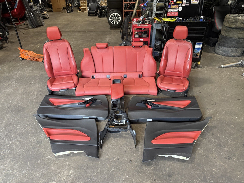 ☑️14-20 OEM BMW F22 M235 Leather Dakota Sport Seats Door Panels Interior RED SET