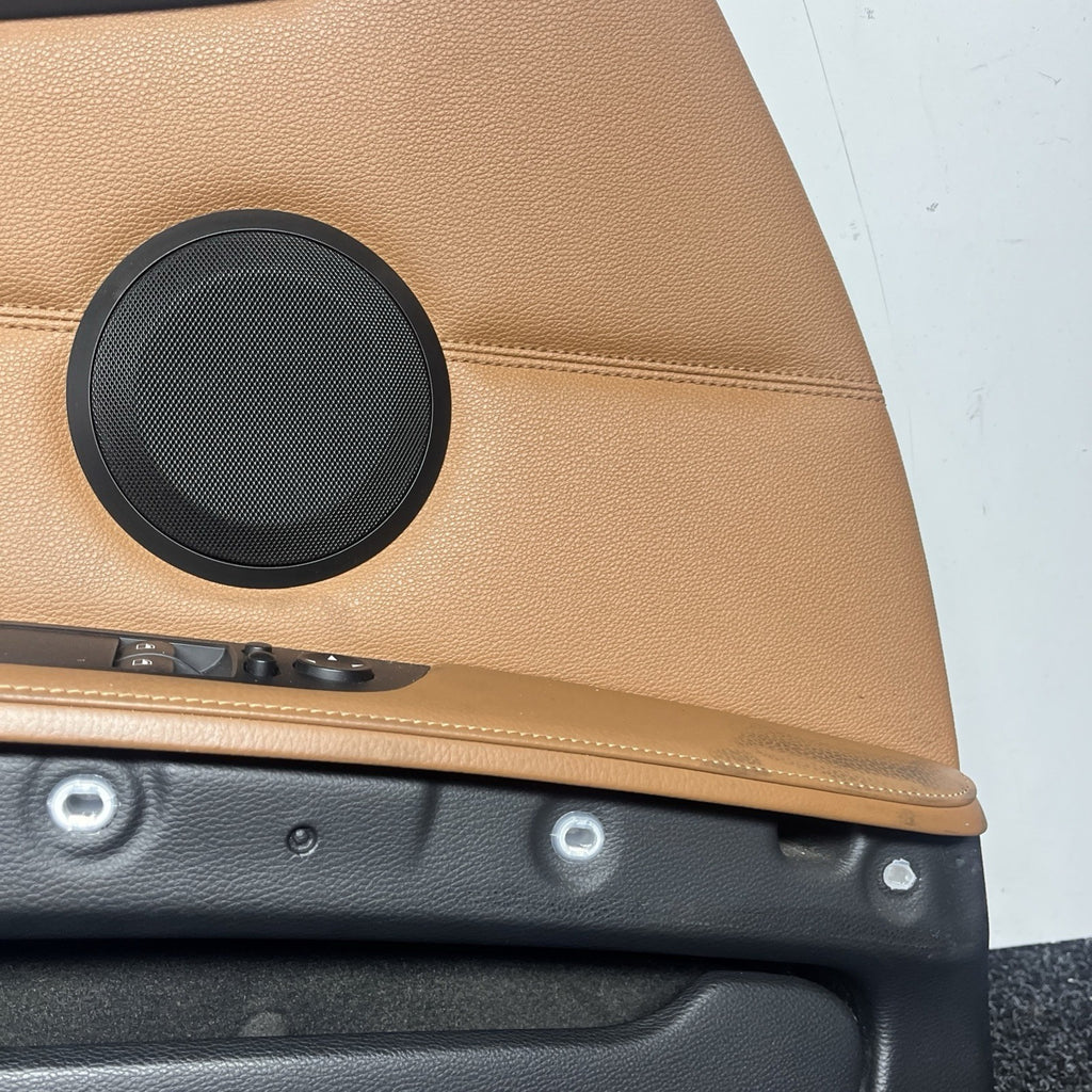 ☑️ 07-13 OEM BMW E93 E92 Front Driver Door Card Panels SADDLE BROWN LEATHER