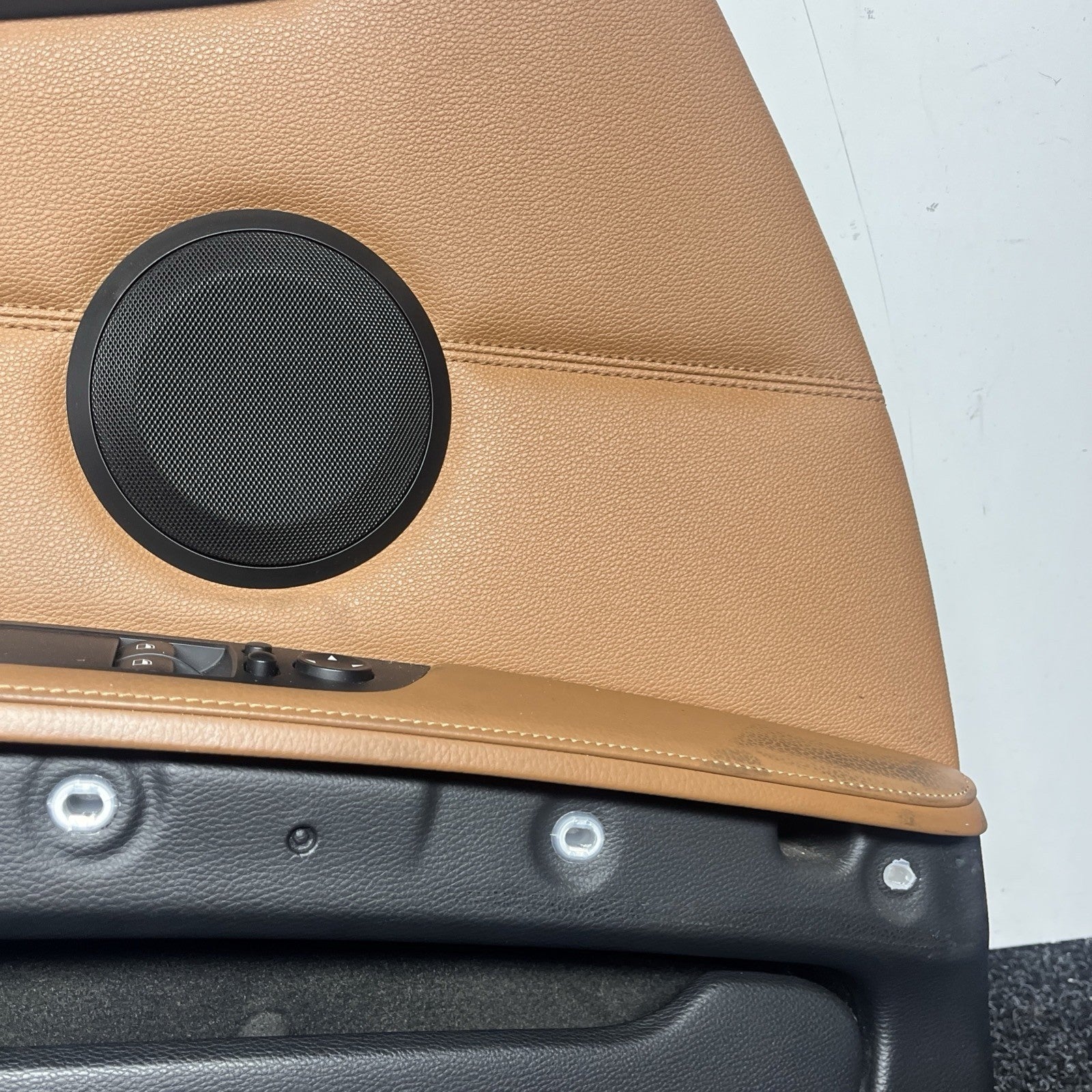 ☑️ 07-13 OEM BMW E93 E92 Front Driver Door Card Panels SADDLE BROWN LEATHER