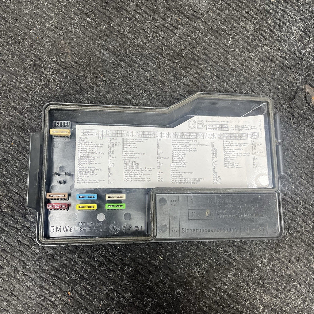 ☑️ 1995-1999 BMW M3 E36 ENGINE BAY POWER FUSE BOX COVER LID OEM 1387613