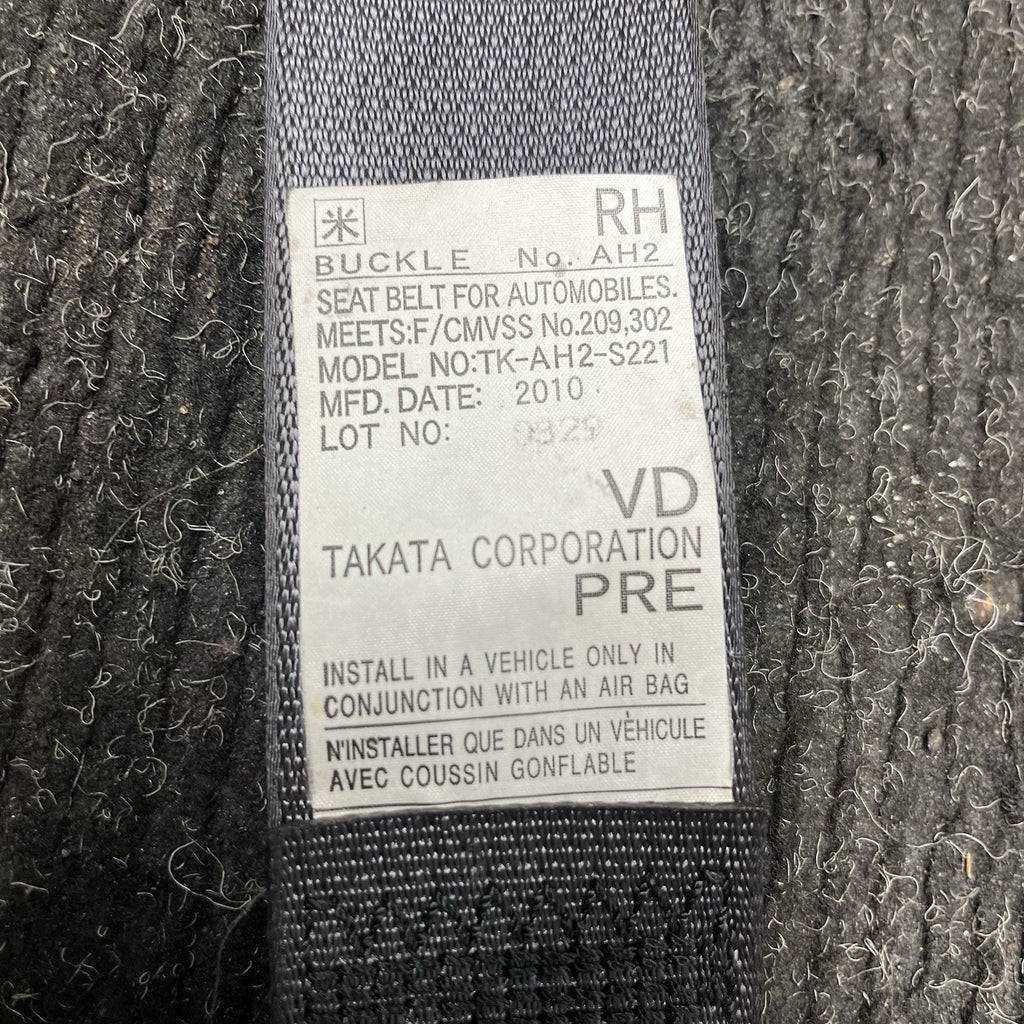 ☑️ Subaru WRX STI Front Right Seat Belt Black Seatbelt Passenger Oem 2011-2014
