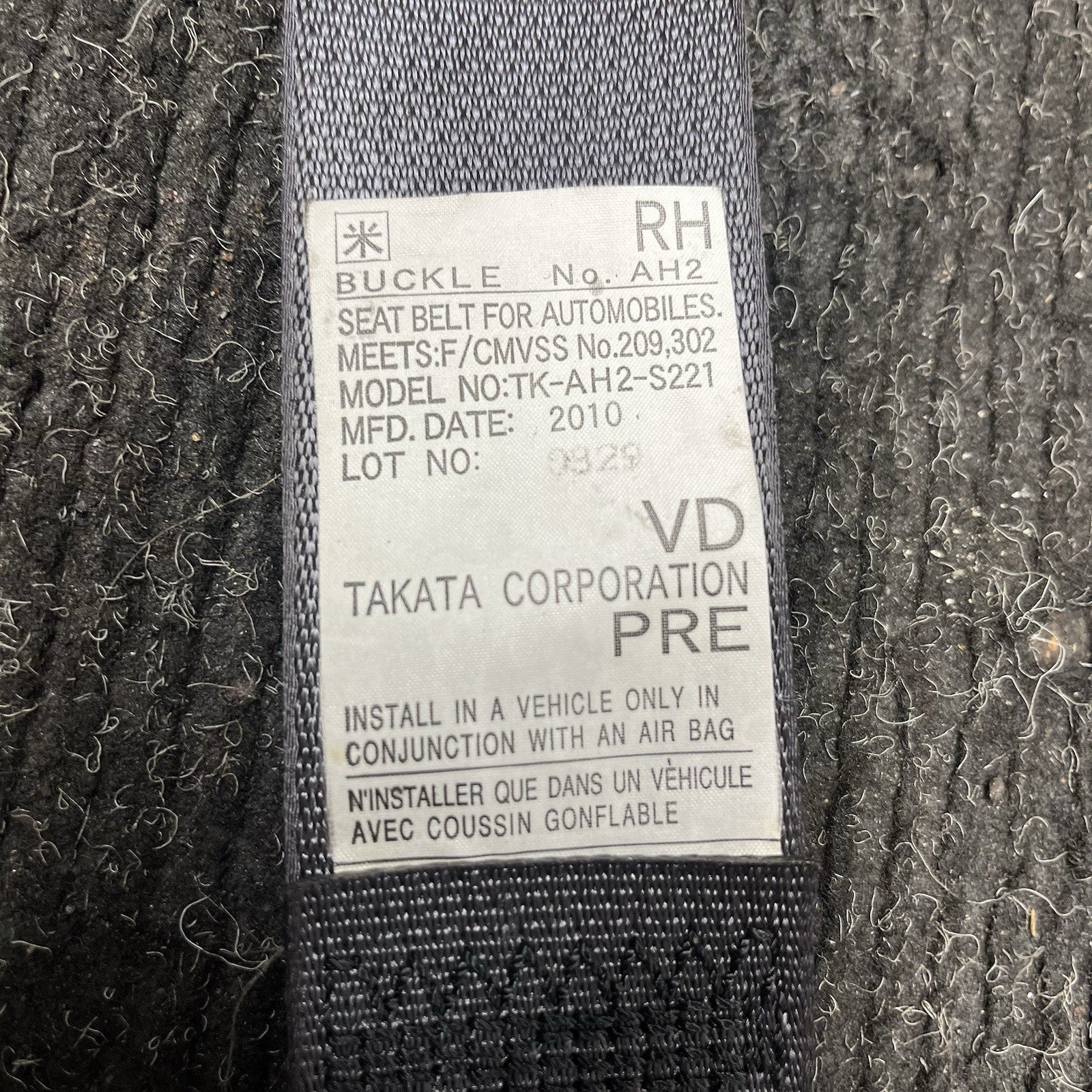 ☑️ Subaru WRX STI Front Right Seat Belt Black Seatbelt Passenger Oem 2011-2014