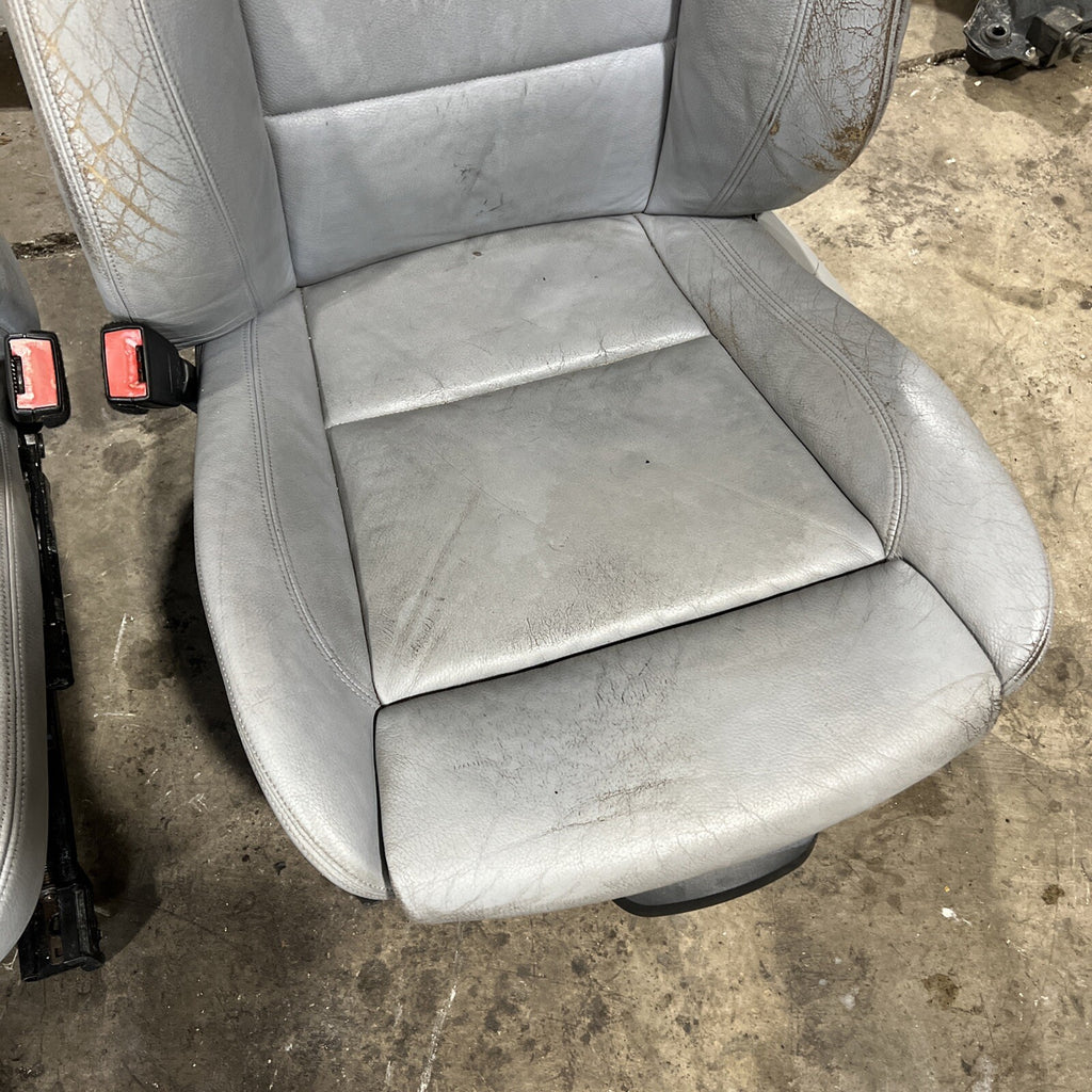 ☑️ 2008-2013 BMW E82 1-Series Coupe Leather Front Sport Seat Pair Grey OEM