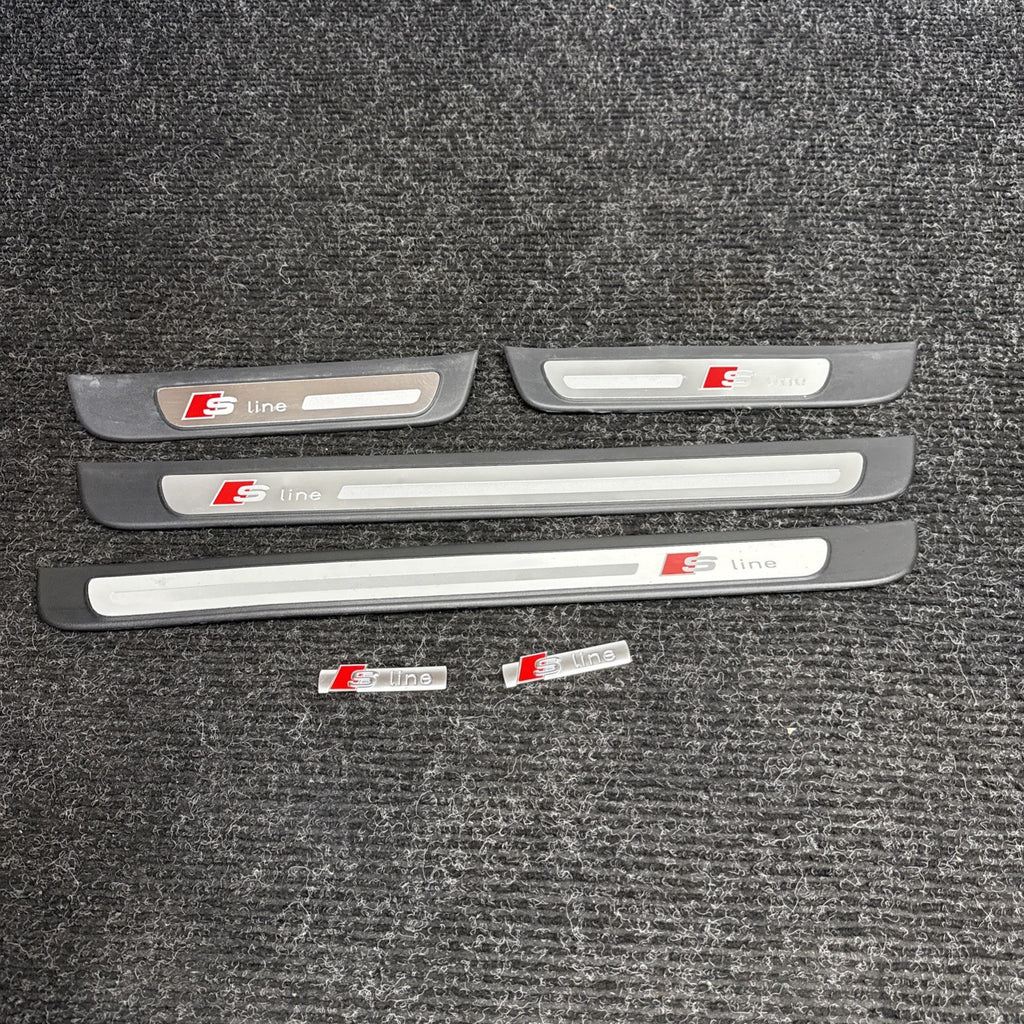 ☑️ 2012-2015 Audi A4 S-LINE Door Sill Trim Cover Emblem SET 8K0853373 8K0853374