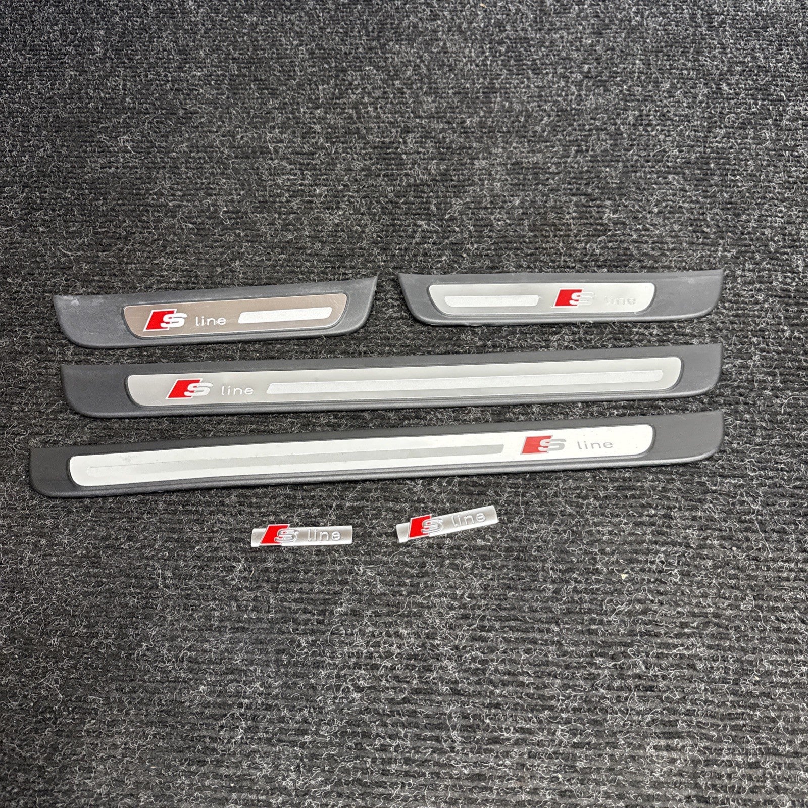 ☑️ 2012-2015 Audi A4 S-LINE Door Sill Trim Cover Emblem SET 8K0853373 8K0853374