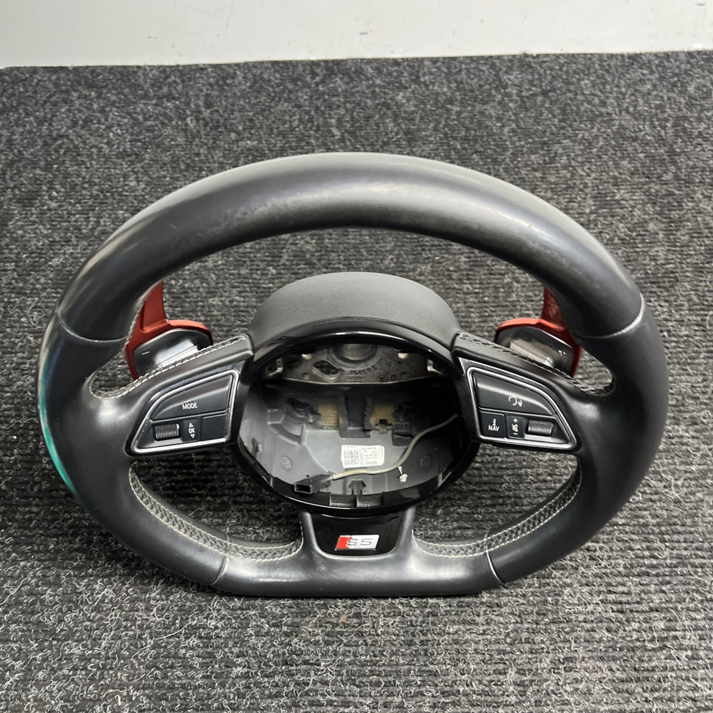 ☑️ 2013-2017 AUDI S5 SPORT LEATHER STEERING WHEEL w/ SHIFT PADDLES
