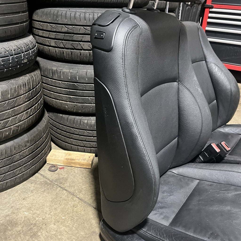 ☑️ 08-13 OEM BMW E82 128 135 Coupe Front Power Sport Seats Boston Leather Black