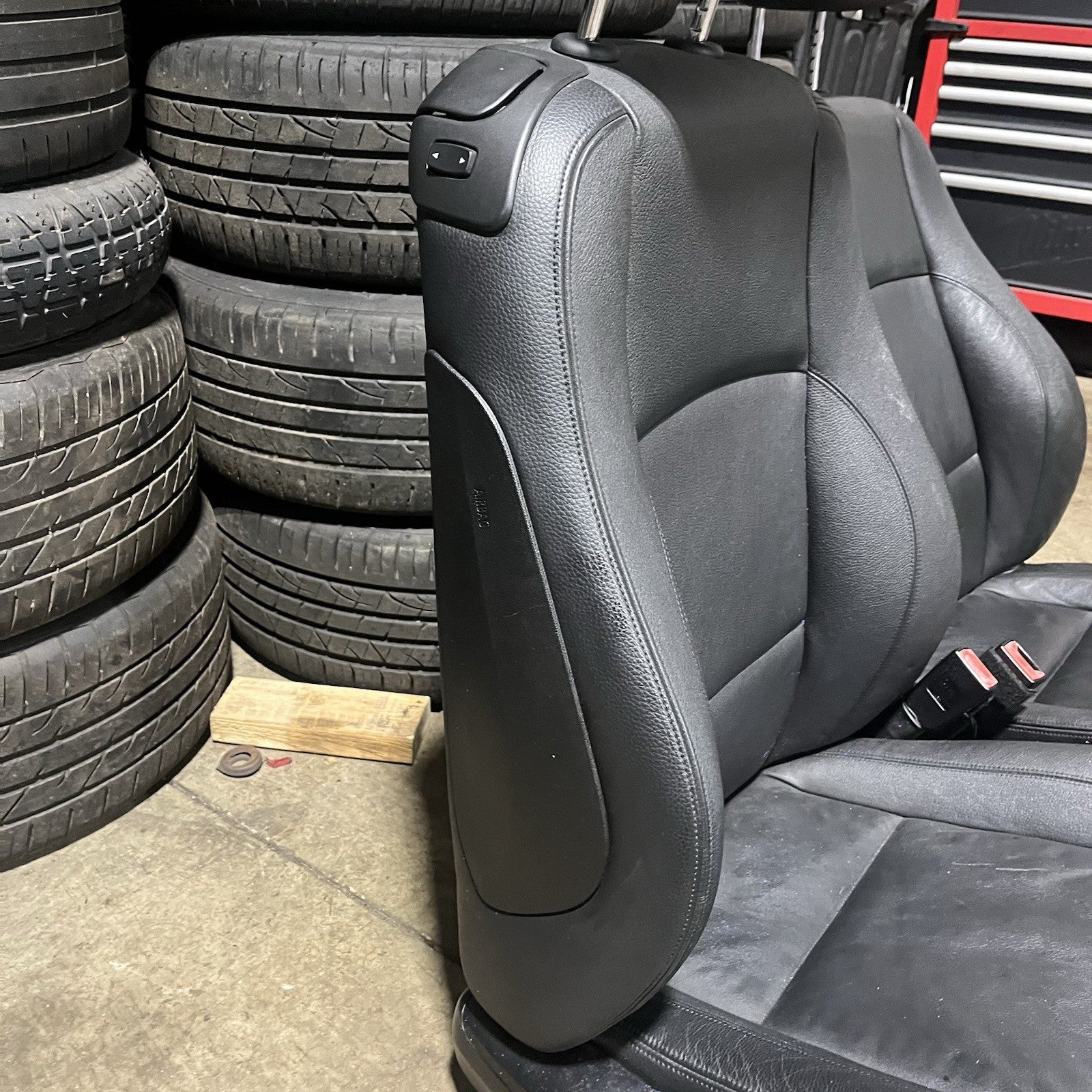 ☑️ 08-13 OEM BMW E82 128 135 Coupe Front Power Sport Seats Boston Leather Black