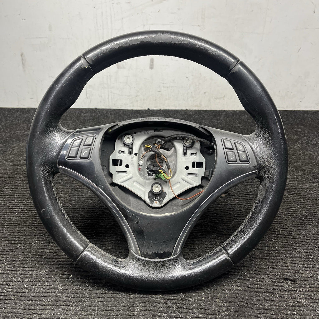 ☑️ 06-10 OEM BMW E92 E93 335 Sport Steering Wheel Black LEATHER w/ Manual