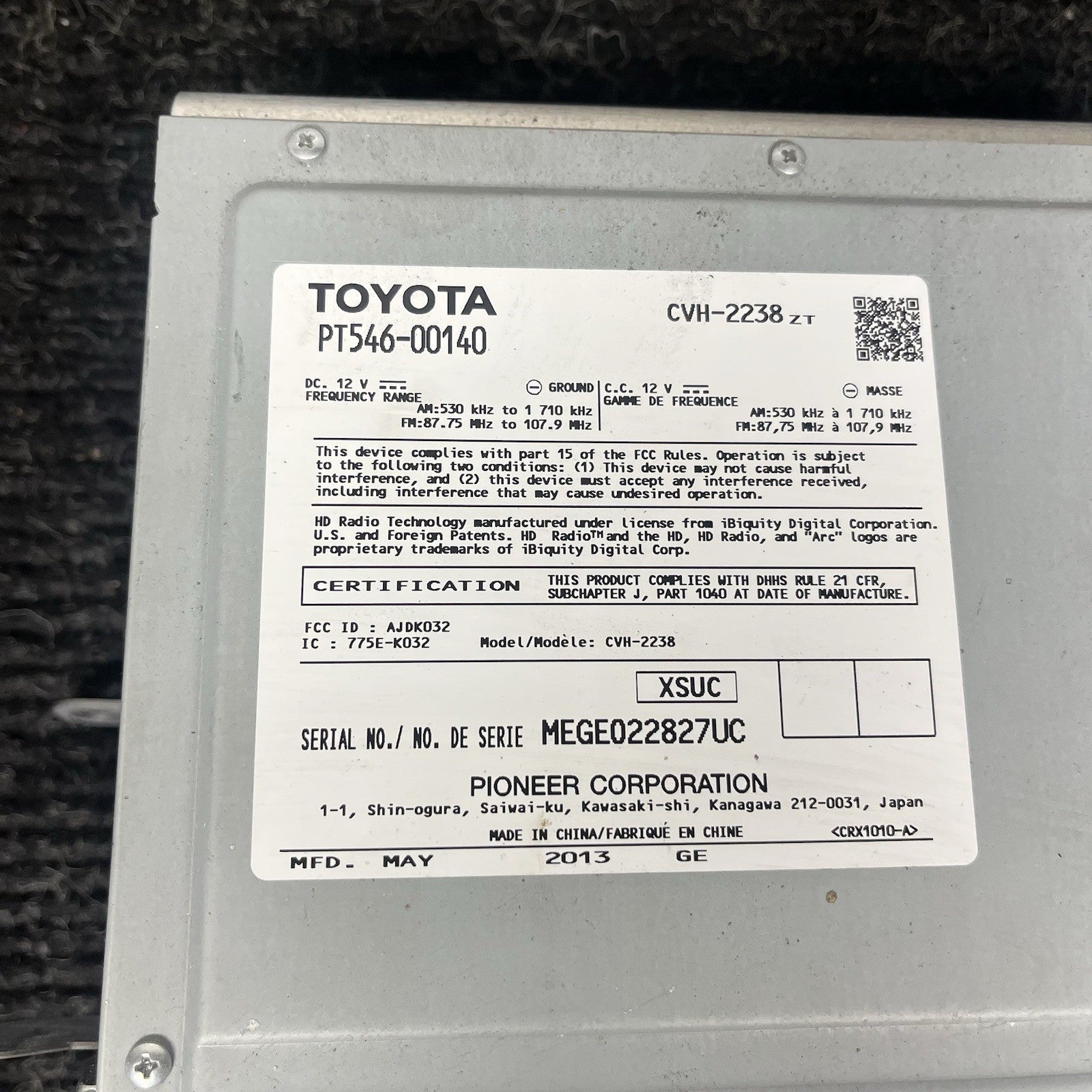 ☑️ 2013-2016 Scion FRS Radio Receiver Display Screen Bluetooth OEM ID T10015