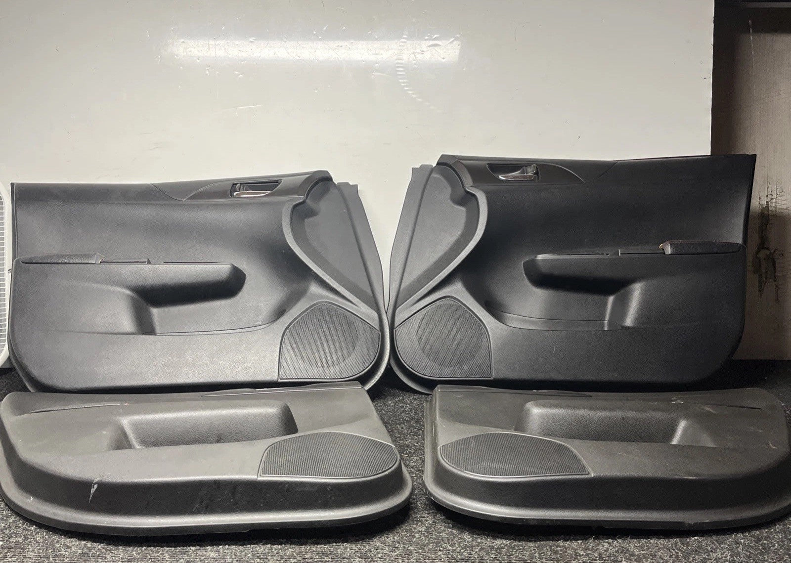 ☑️ 2011-2014 SUBARU IMPREZA WRX & STI DOOR PANELS DOOR CARDS BLACK/RED STITCHED