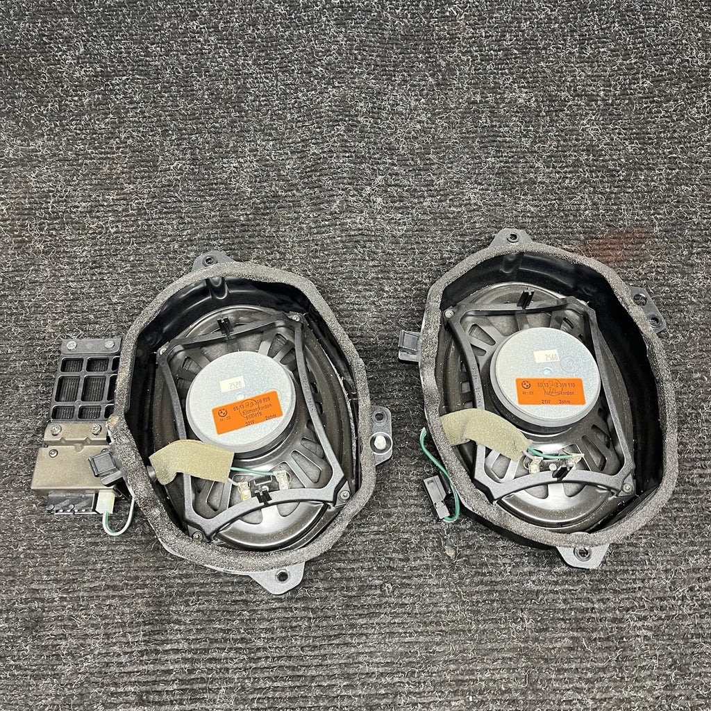 ☑️ 01-06 OEM BMW E46 330 M3 Left Right Deck Subwoofer Speaker Harman Kardon SET