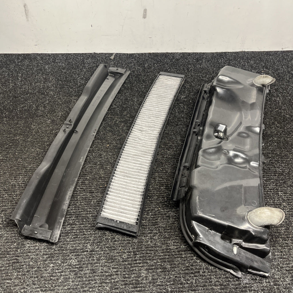 ☑️ 1999-2006 BMW E46 3 SERIES LOWER AIR MICROFILTER COWL COMPLETE SET OEM