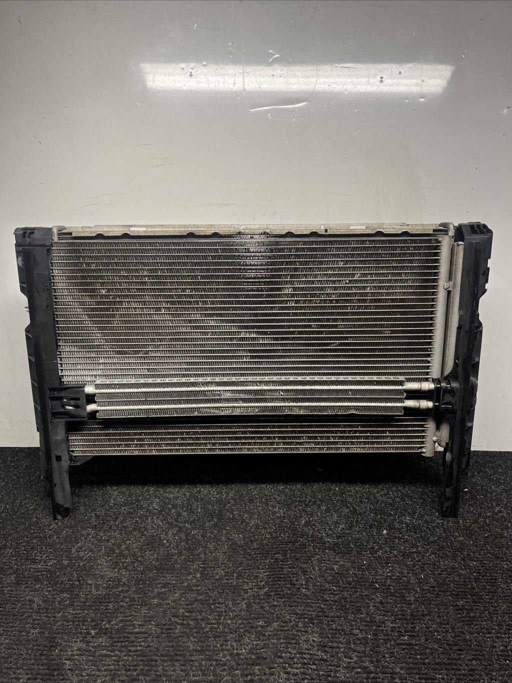 ☑️ 07-13 BMW E92 N54 335i RADIATOR A/T TRANSMISSION OIL COOLER W CONDENSER OEM